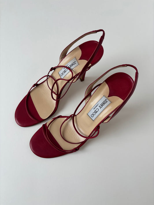 Jimmy Choo 2000s red skinny sandal heels (EU 40/ US 9.5)