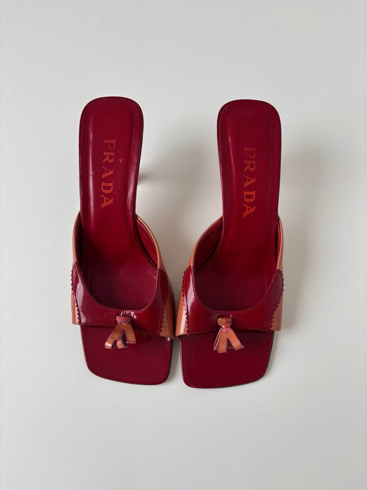 Prada 1990s red tassle patent leather kitten heels (EU 39 / US 8.5)