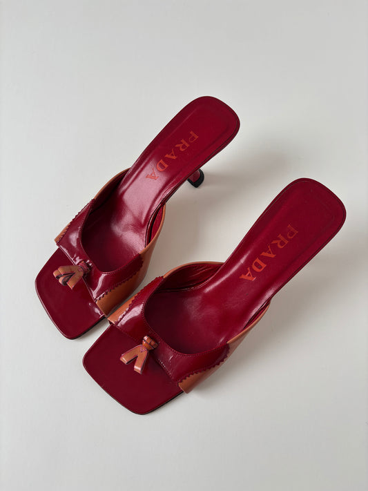 Prada 1990s red tassle patent leather kitten heels (EU 39 / US 8.5)