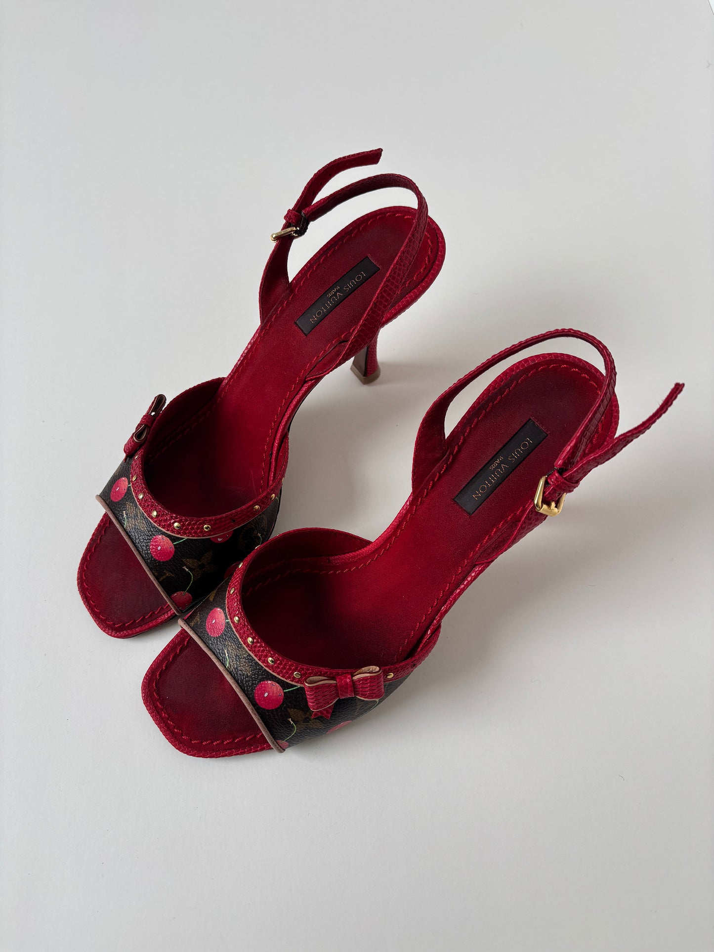 Louis Vuitton x Takashi Murakami iconic Cherry bow heels  (EU 38,5 / US 8)