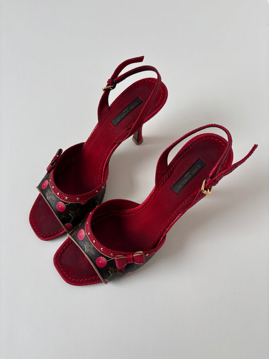 Louis Vuitton x Takashi Murakami iconic Cherry bow heels  (EU 38,5 / US 8)