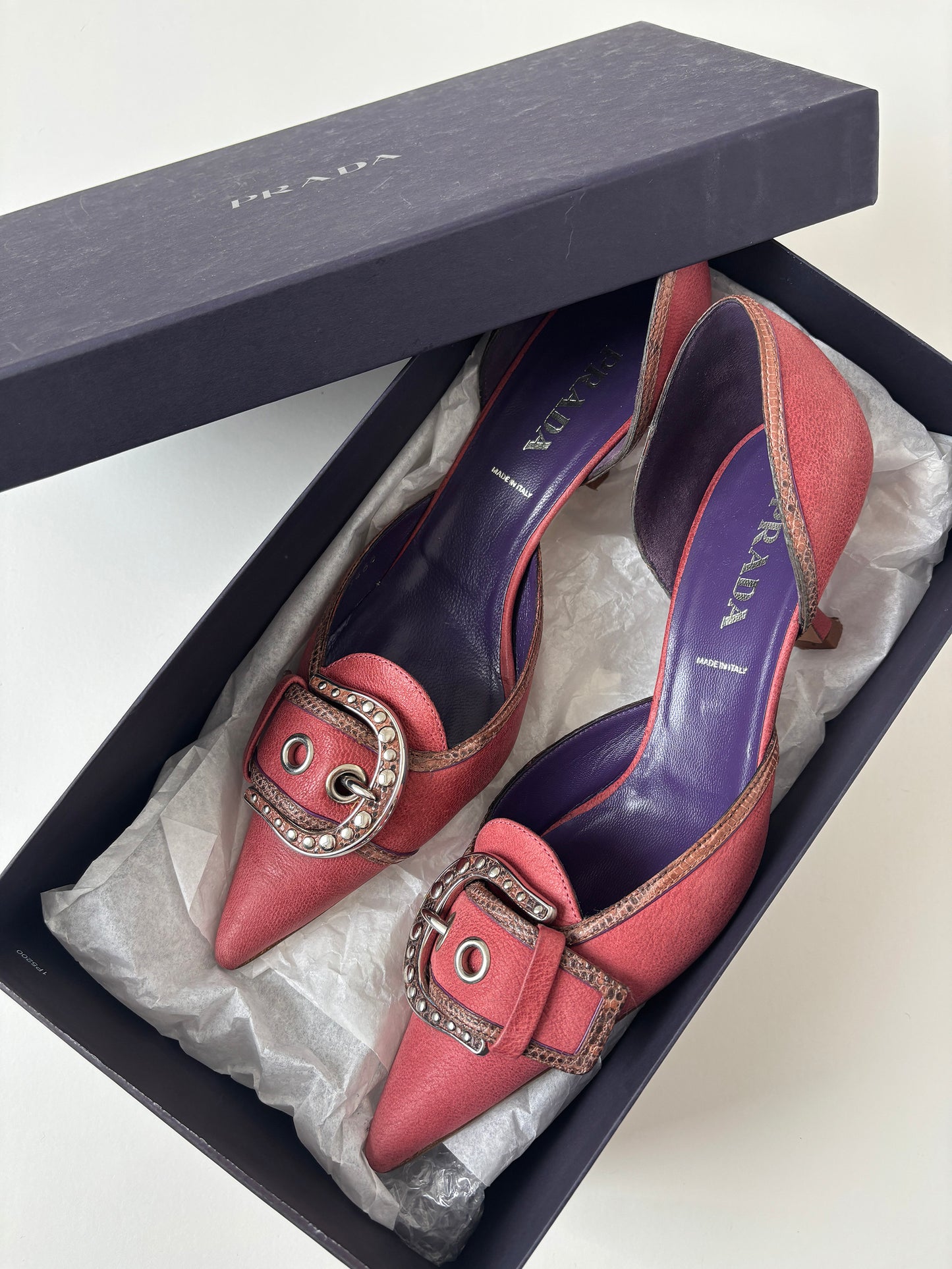 Prada 2000s mauve western buckle kitten heels (EU 37 / US 6.5)