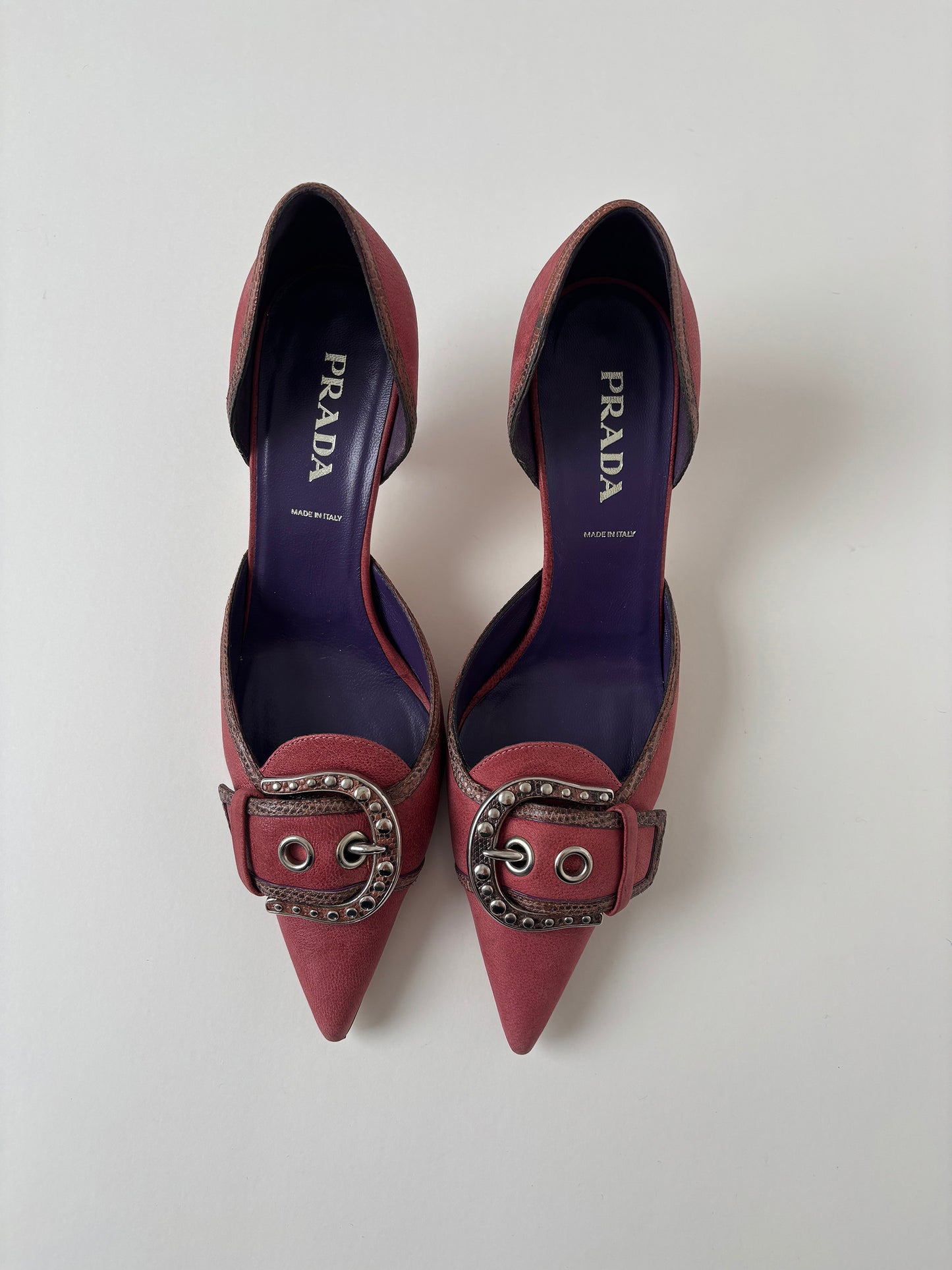 Prada 2000s mauve western buckle kitten heels (EU 37 / US 6.5)