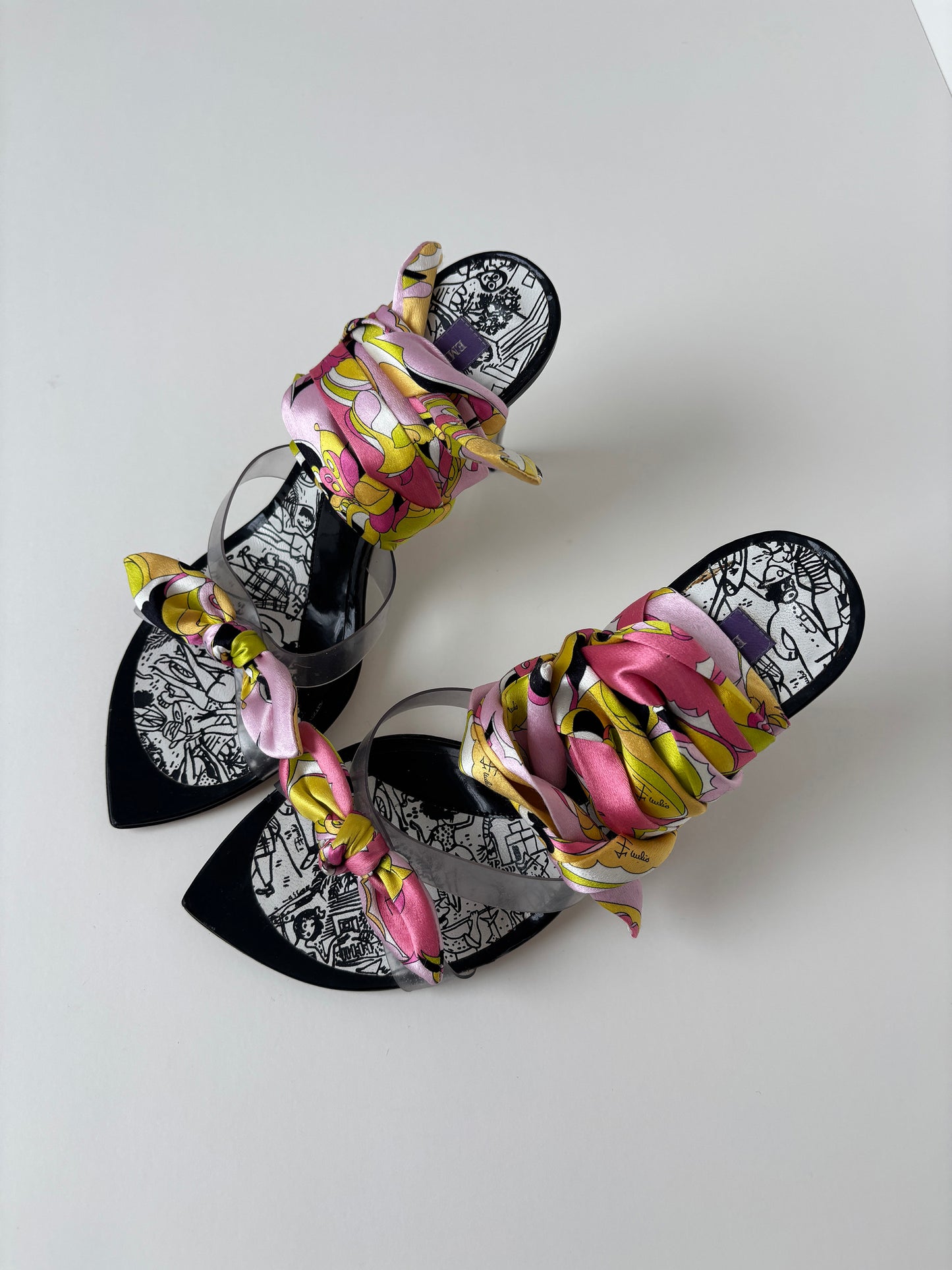 Emilio Pucci 2000s pink silk wrap heels  (EU 38,5 / US 8)
