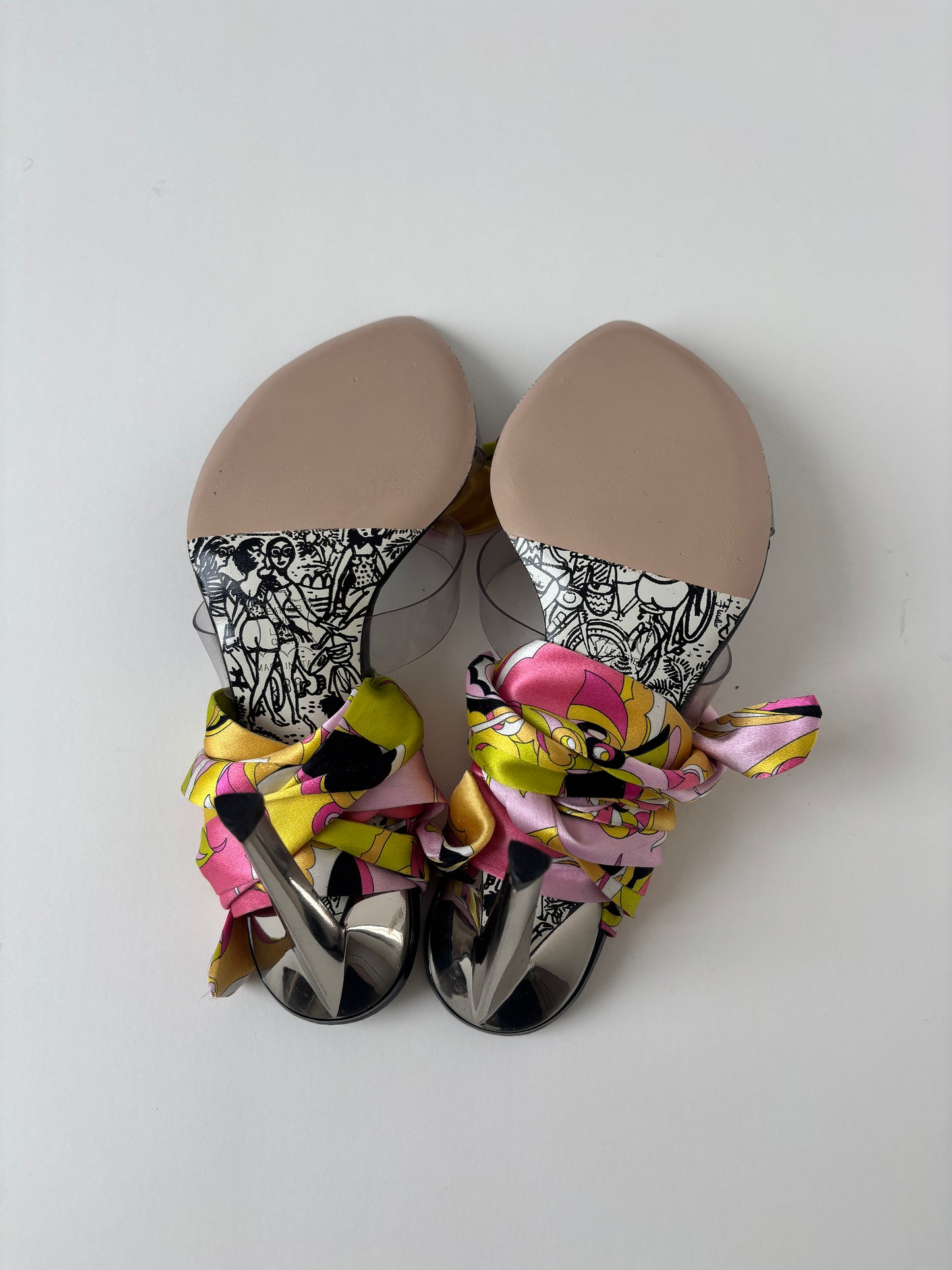 Emilio Pucci 2000s pink silk wrap heels  (EU 38,5 / US 8)