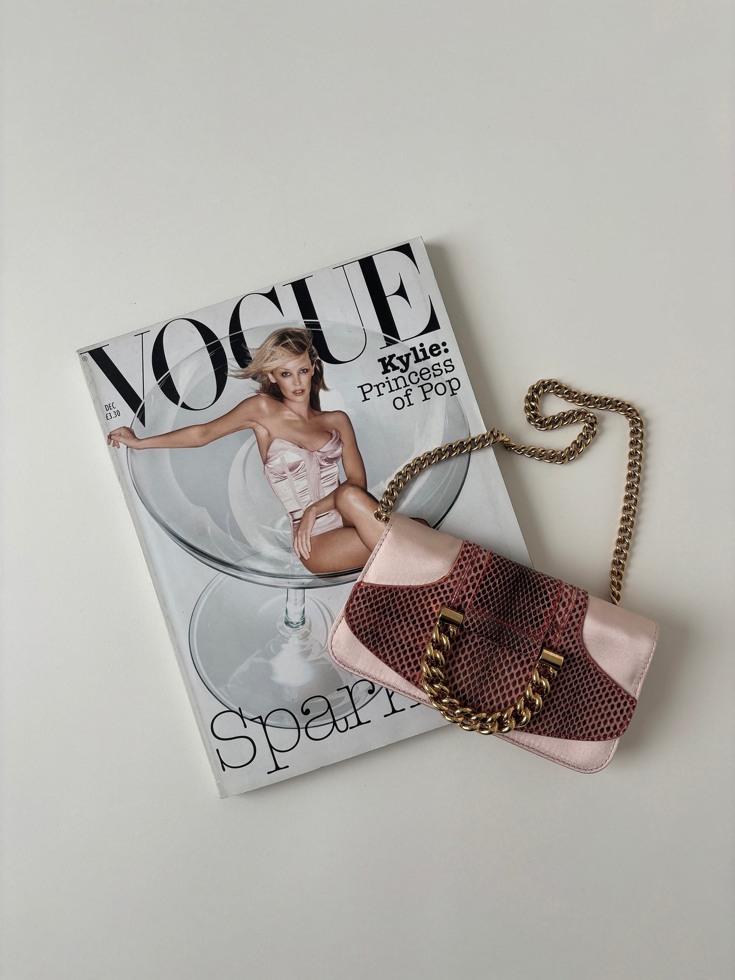 Dolce & Gabbana 2000s pink python mini O-Ring baguette bag