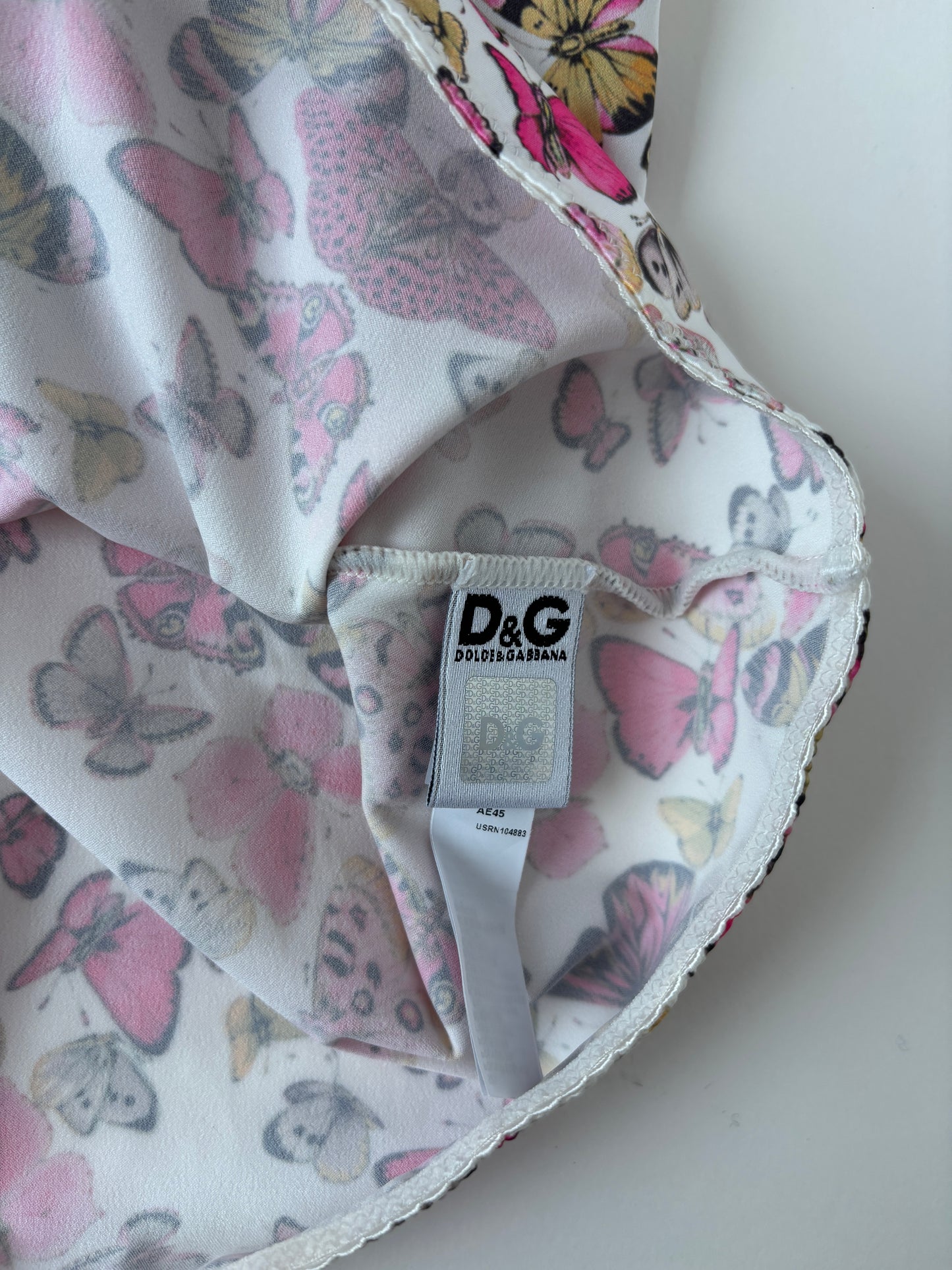 Dolce & Gabbana 2000s pink satin butterfly bow top S-M