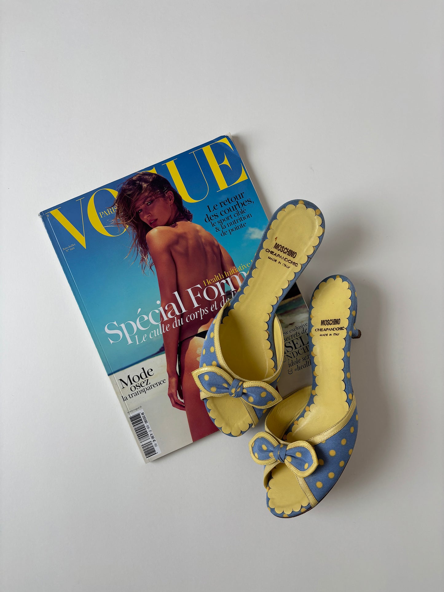 Moschino 2000s blue polka dot bow kitten heels (EU 38 / US 7.5)