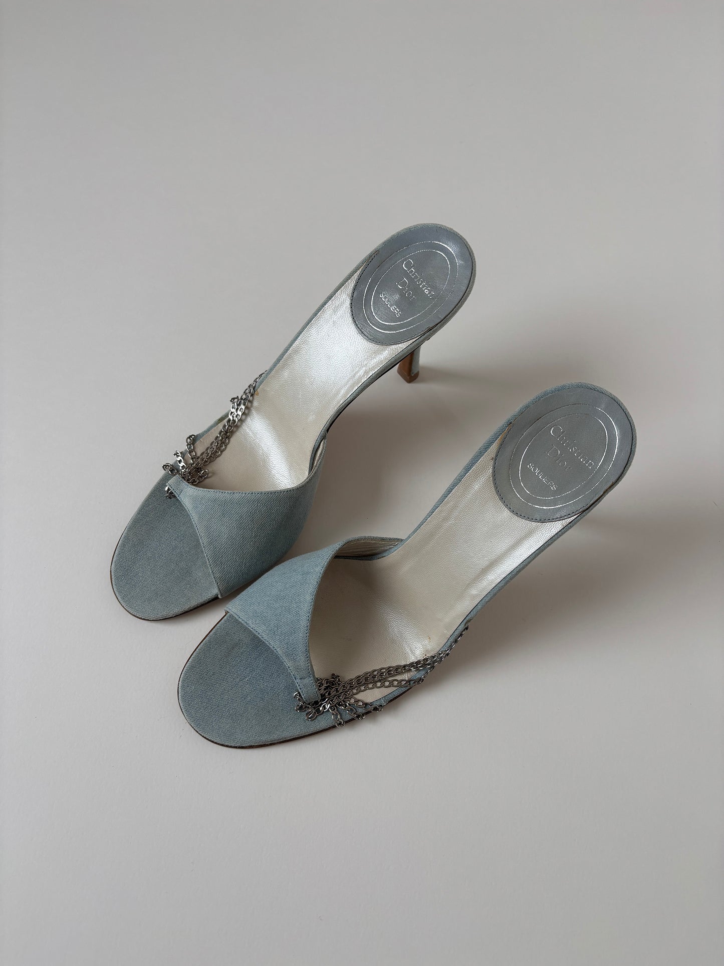 Christian Dior 2000s by John Galliano denim chain heels (EU 39,5 / US 9)