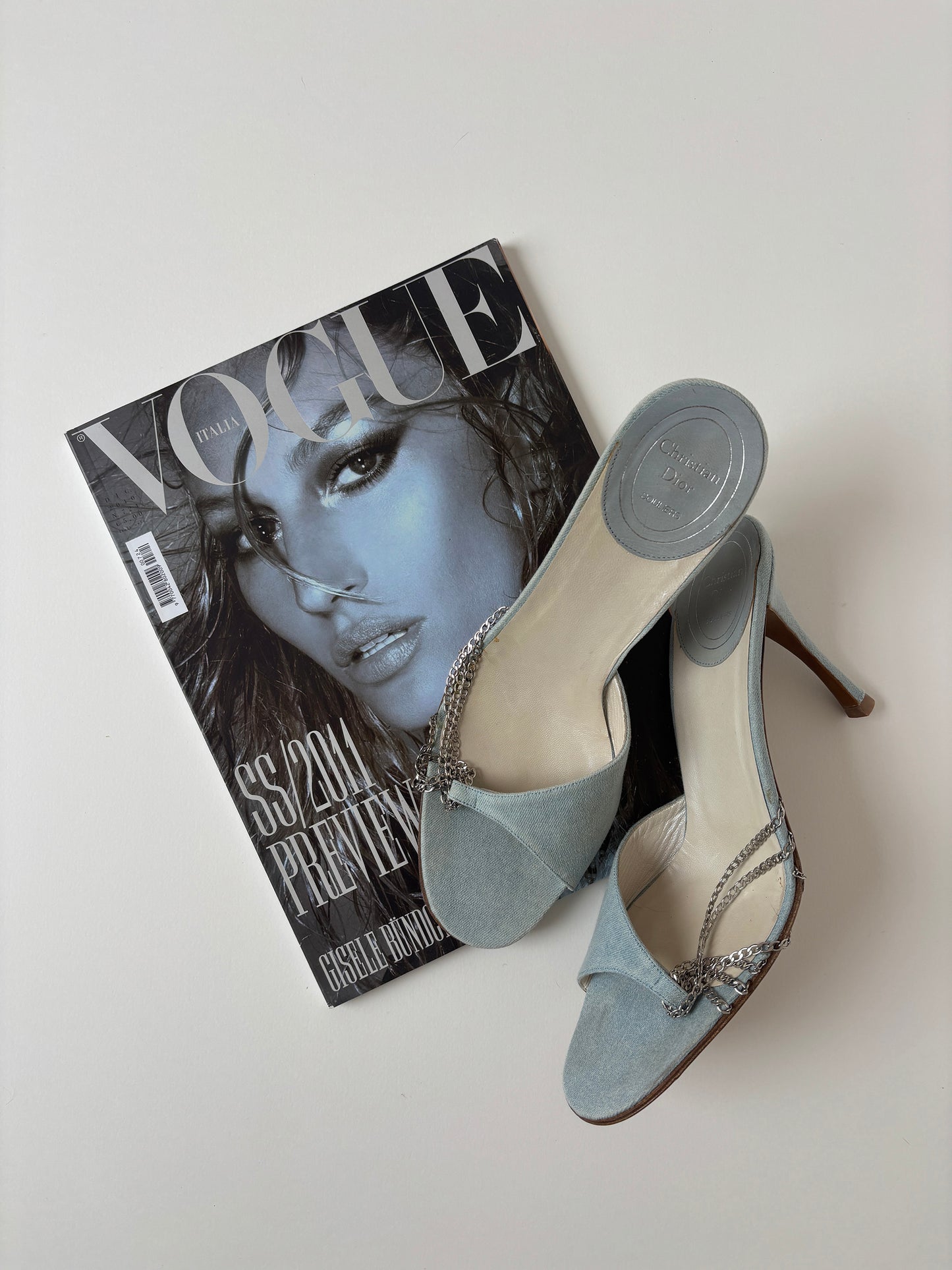 Christian Dior 2000s by John Galliano denim chain heels (EU 39,5 / US 9)
