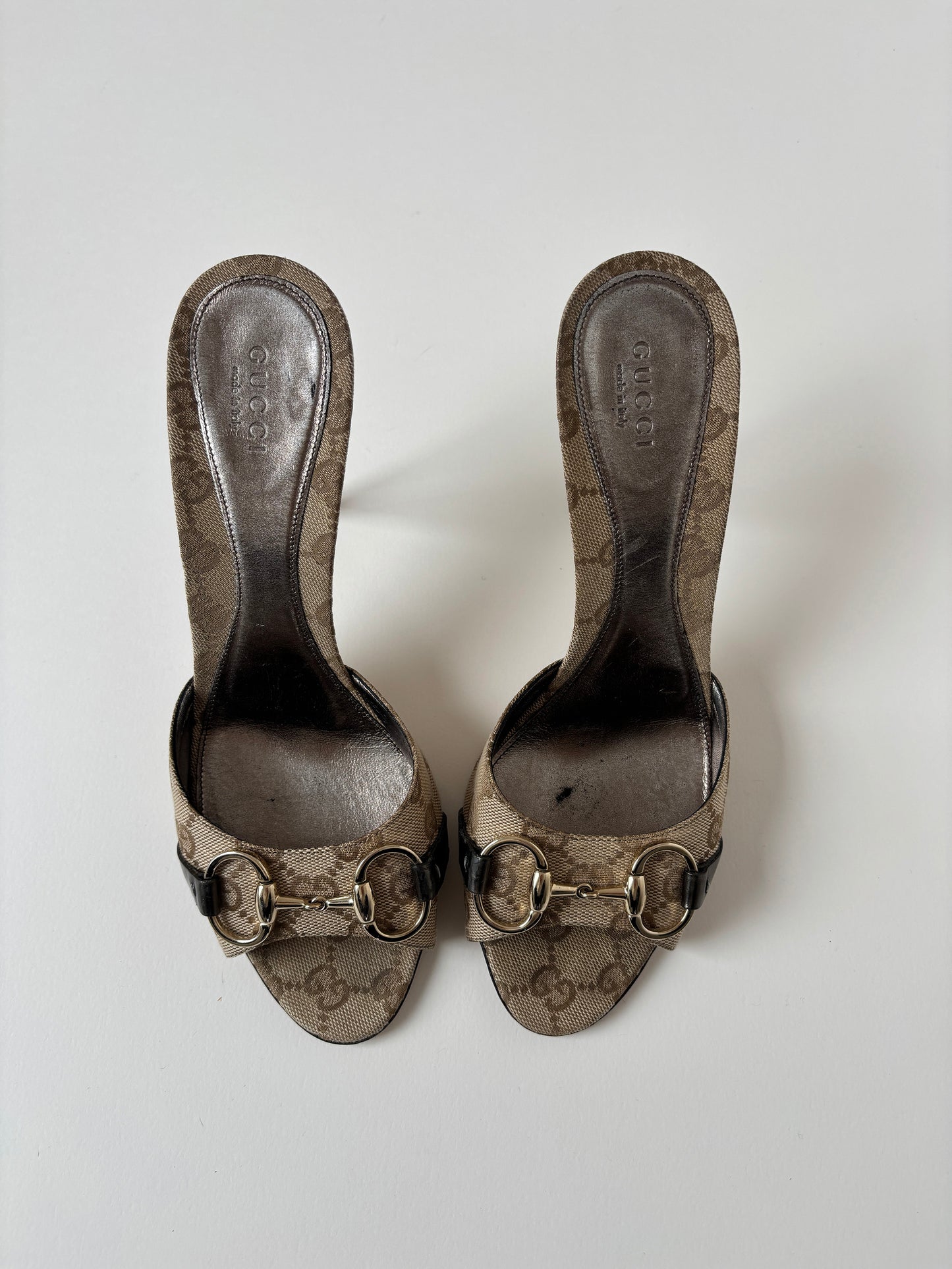 Gucci by Tom Ford 2000s horsebit monogram sandal heels (EU 38,5 / US 8)