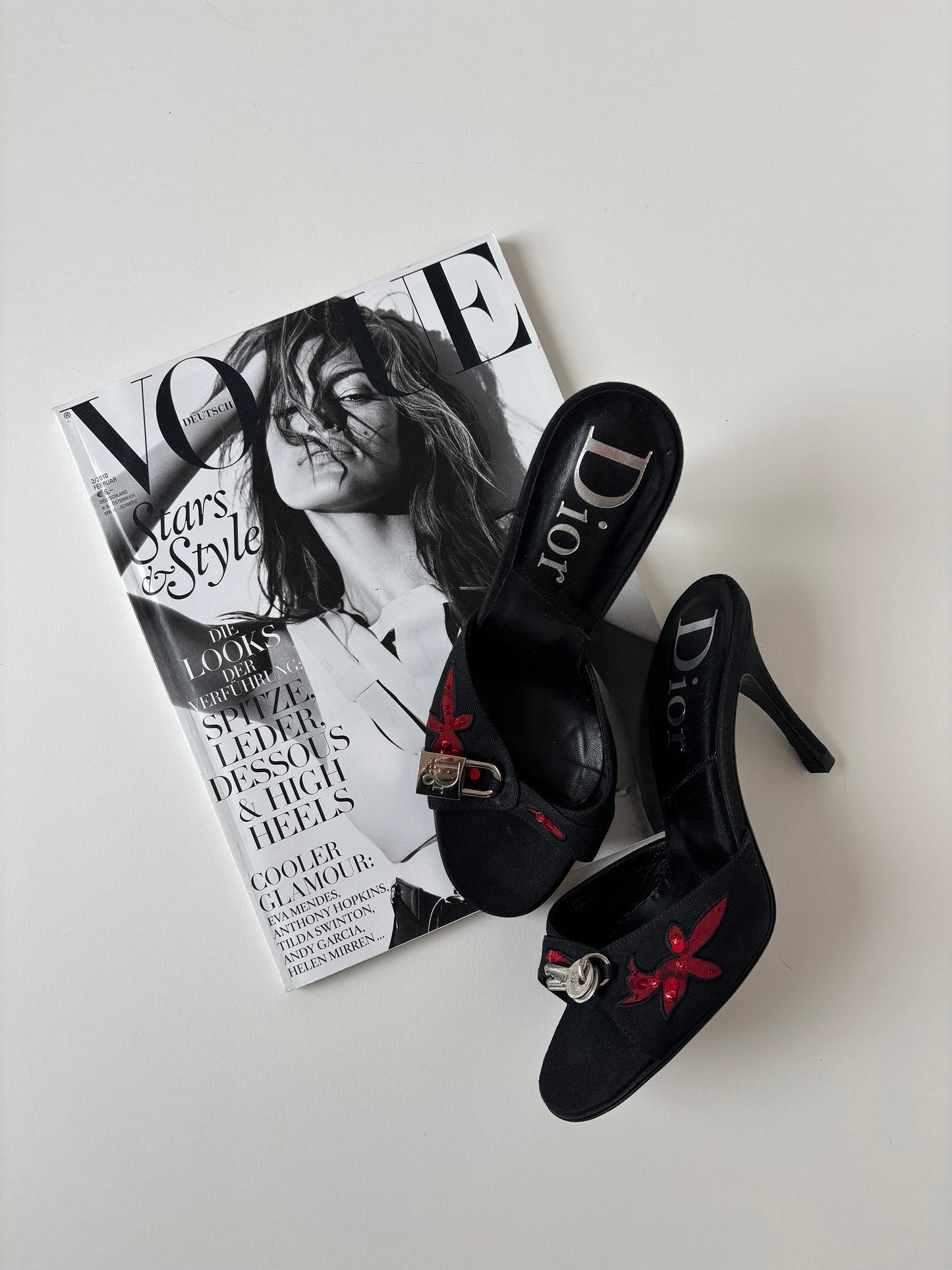 Christian Dior  by John Galliano 2000s iconic black embroidery padlock heels UNWORN (EU 36,5 / US 6)