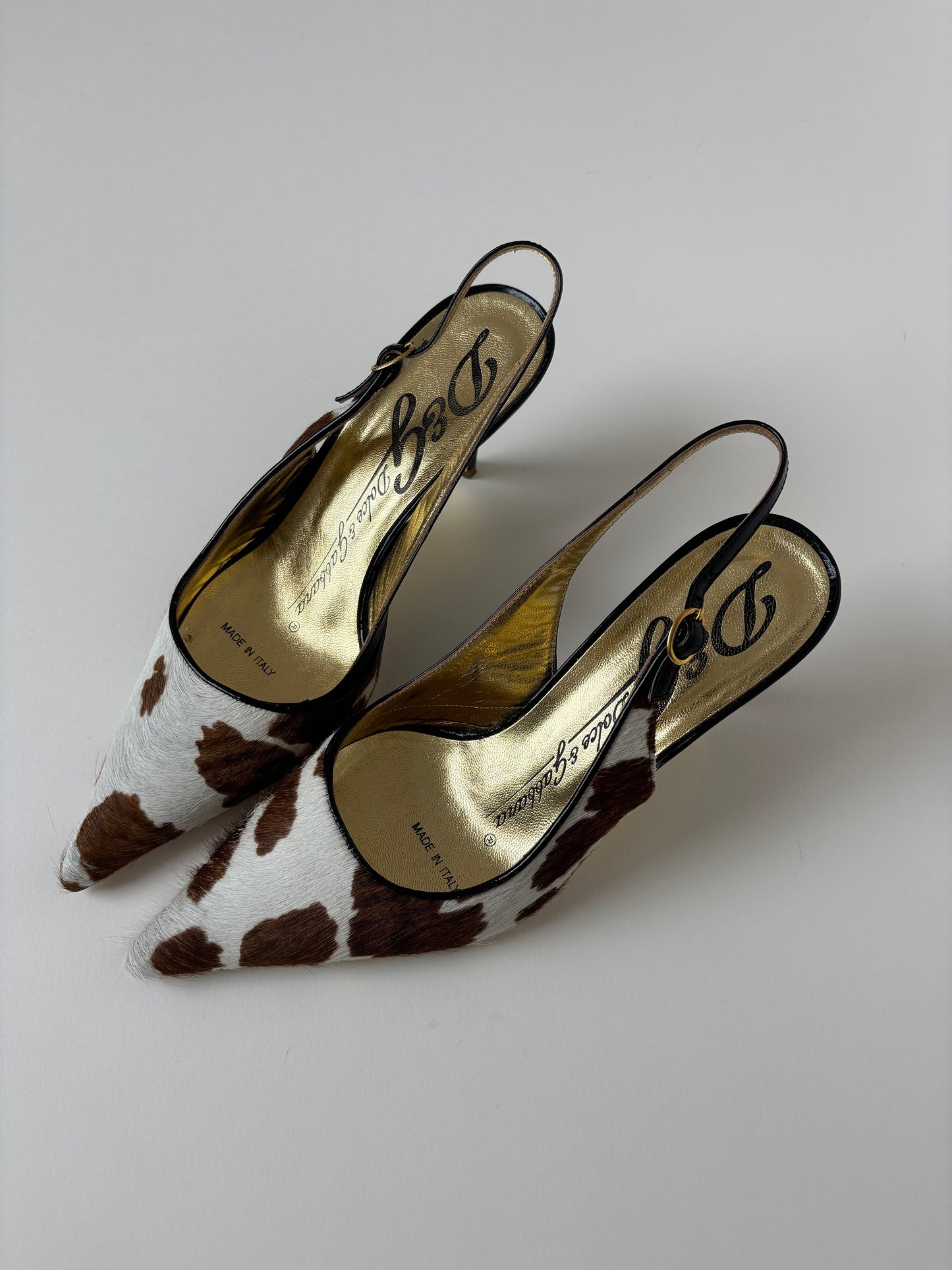 Dolce & Gabbana 2000s cowhide ponyhair slingback pumps (EU 37 / US 6.5)
