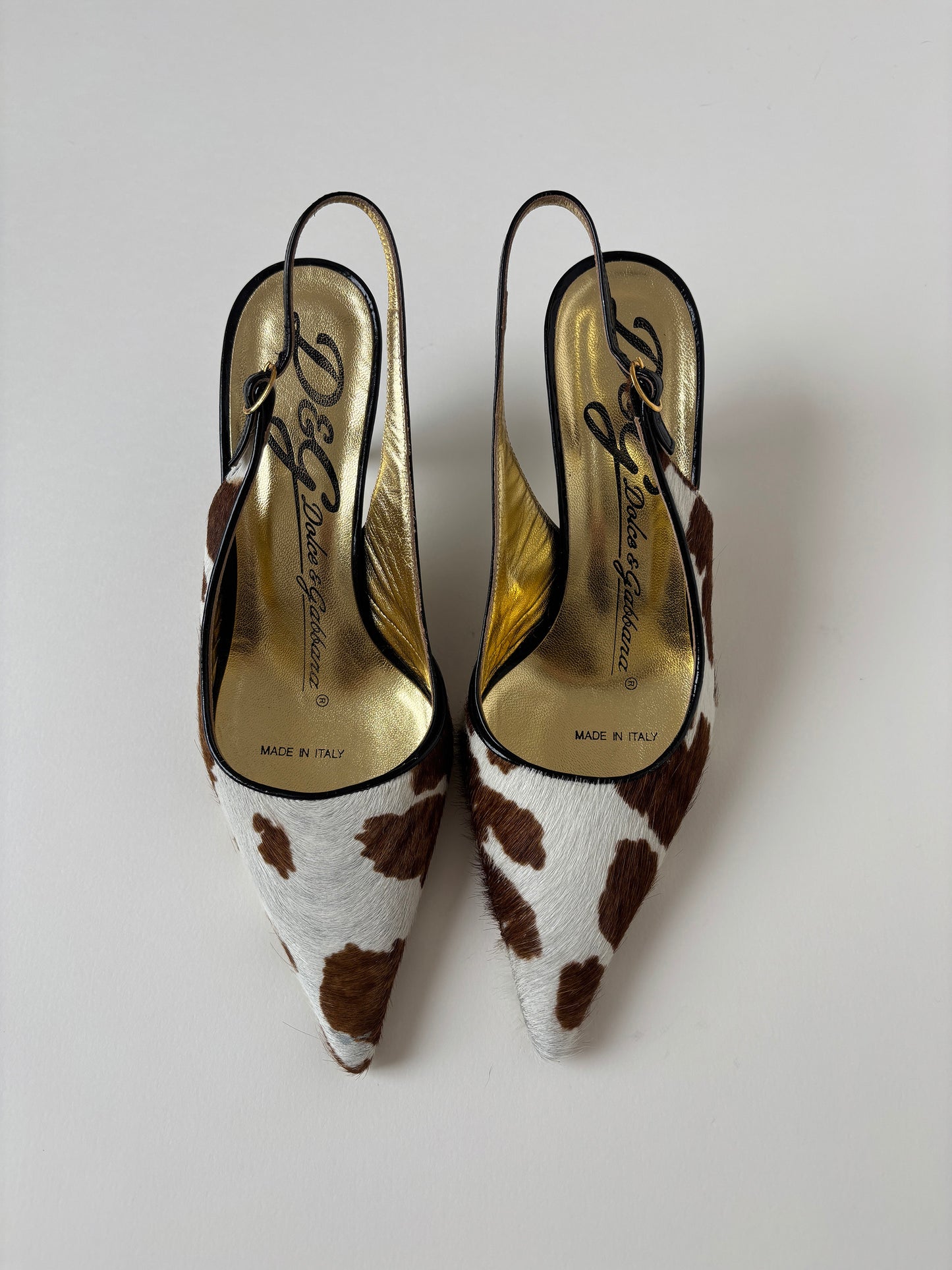Dolce & Gabbana 2000s cowhide ponyhair slingback pumps (EU 37 / US 6.5)