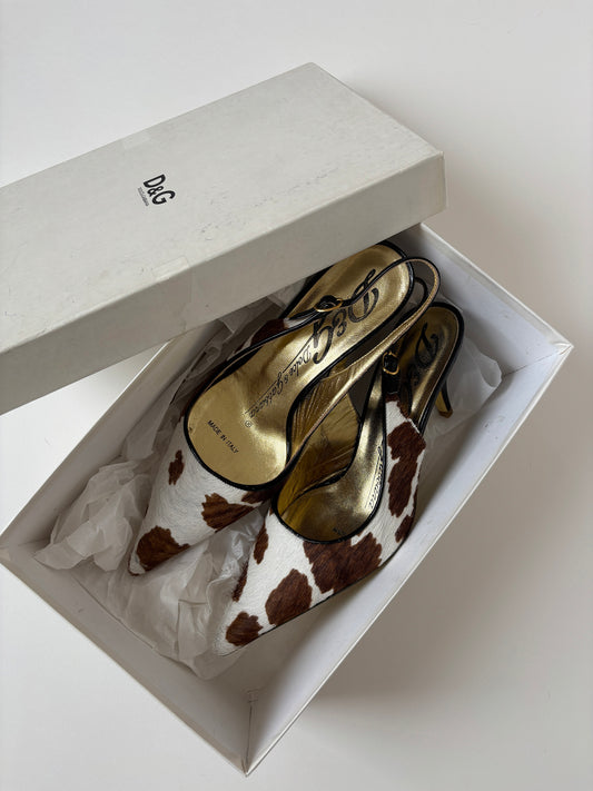 Dolce & Gabbana 2000s cowhide ponyhair slingback pumps (EU 37 / US 6.5)