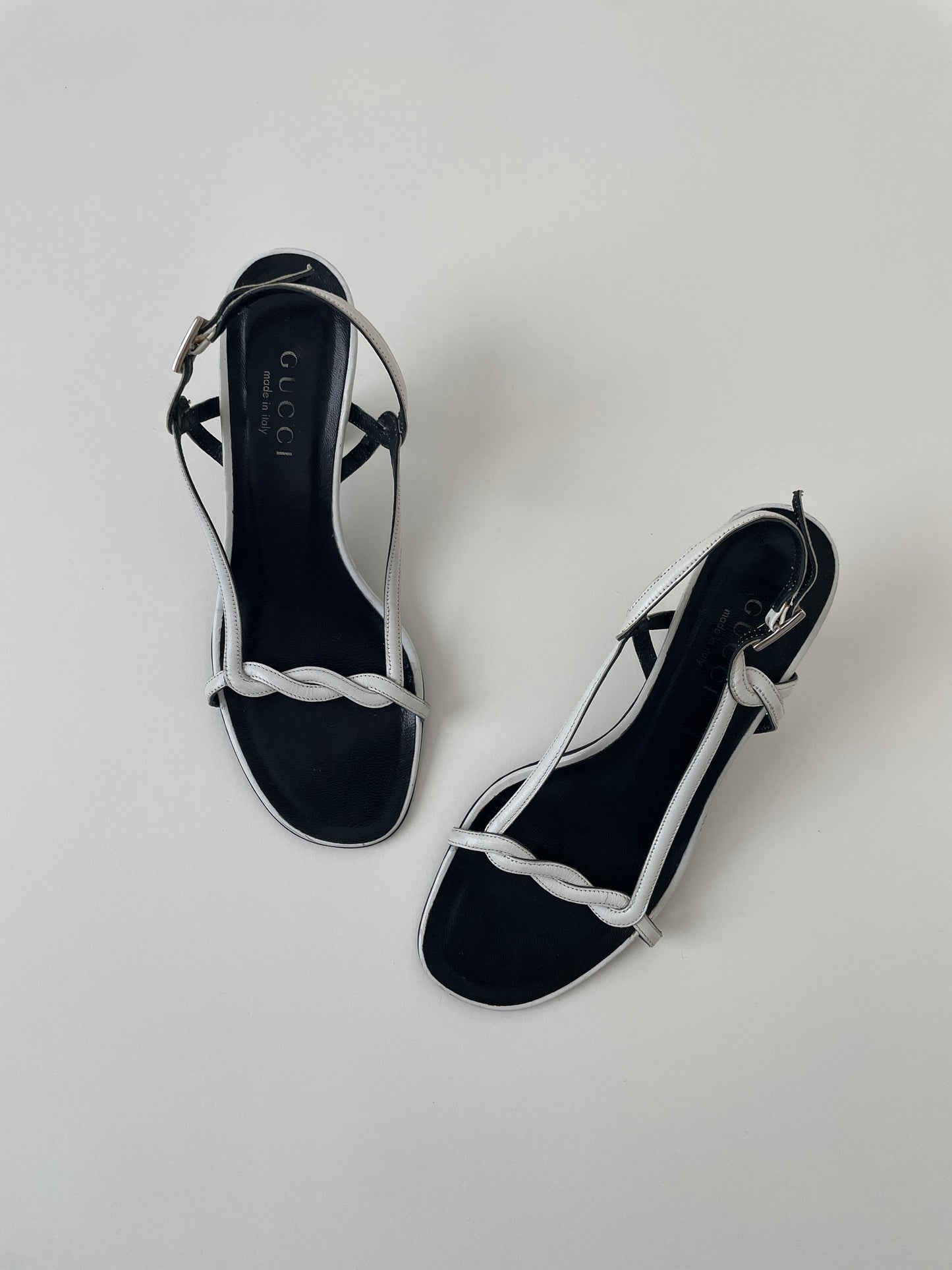 Vintage Gucci by Tom Ford 1990s white twisted sandals