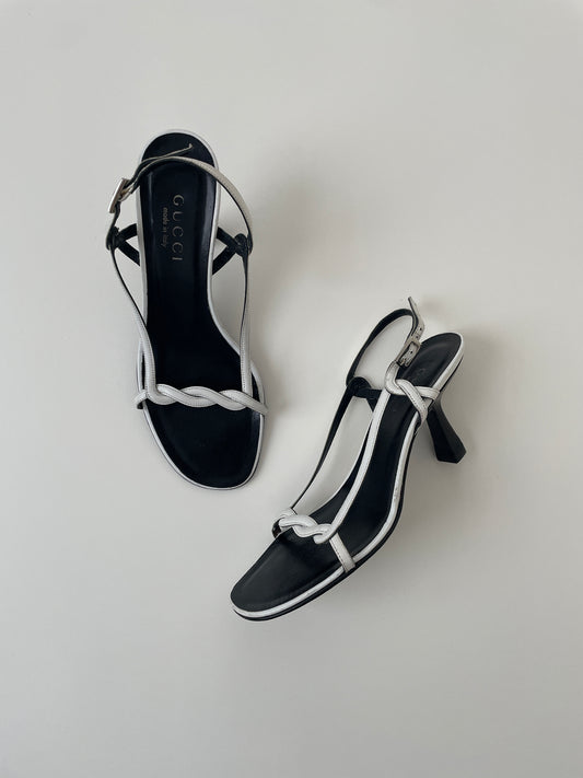 Vintage Gucci by Tom Ford 1990s white twisted sandals