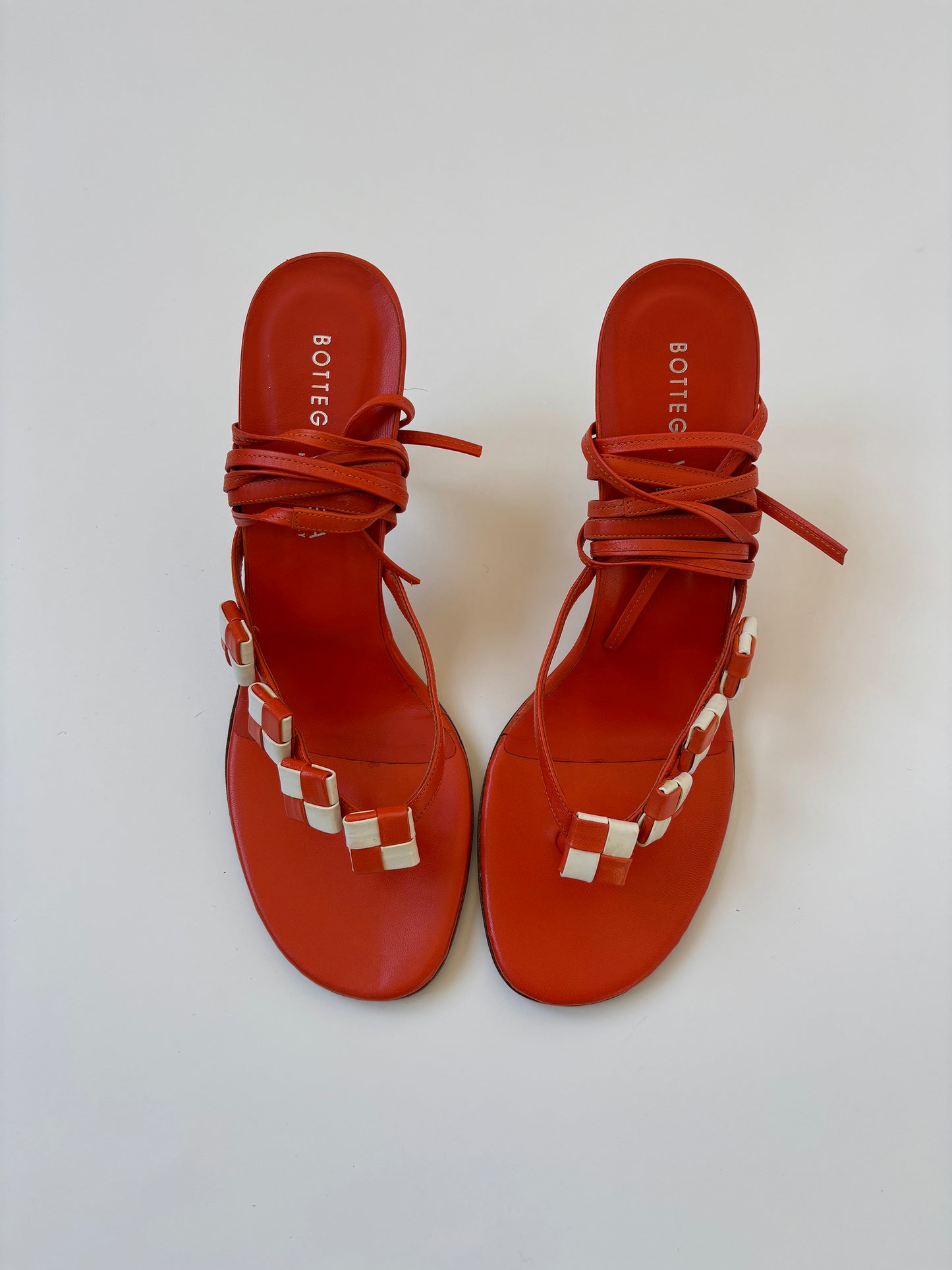 Bottega Veneta 2000s orange strappy thong heels (EU 41 / US 10.5)