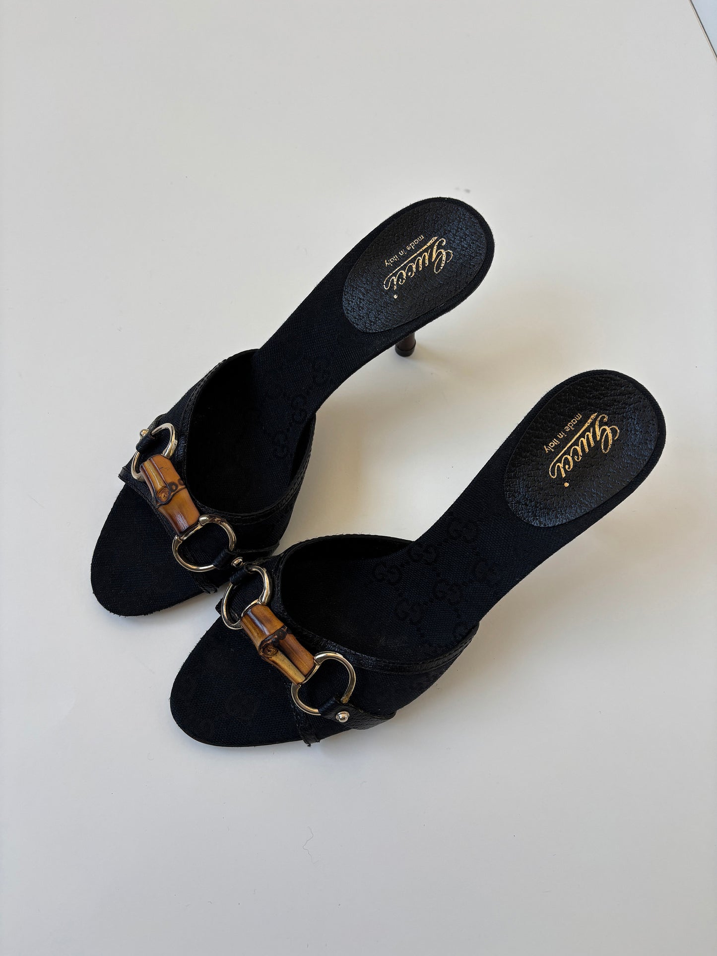 Gucci by Tom Ford black bamboo monogram horsebit heels (EU 38,5 / US 8)
