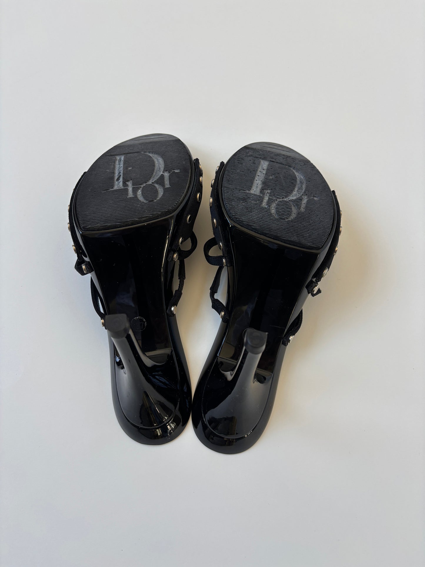 Christian Dior by John Galliano black satin bow rhinestone platform heels (EU 37 / US 6.5)