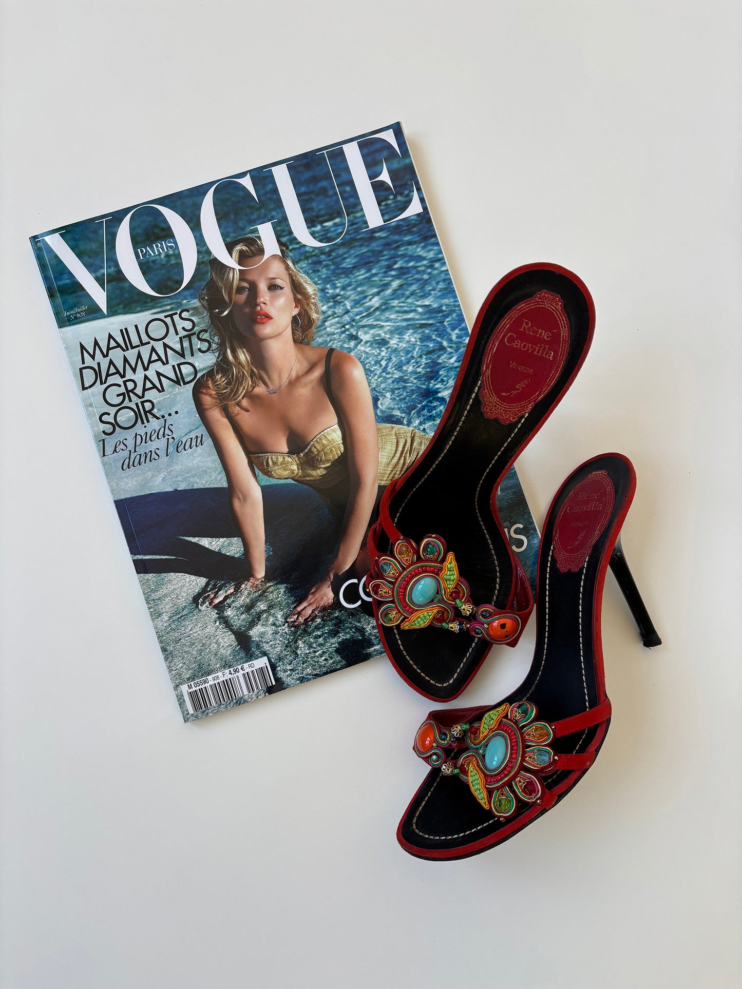 Rene Caovilla 2000s red jewelry sandal heels (EU 37 / US 6.5)