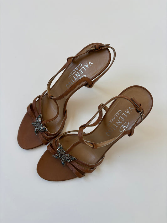 Valentino Garavani S/S 2004 brown butterfly sandal heels (EU 36 / US 5.5)