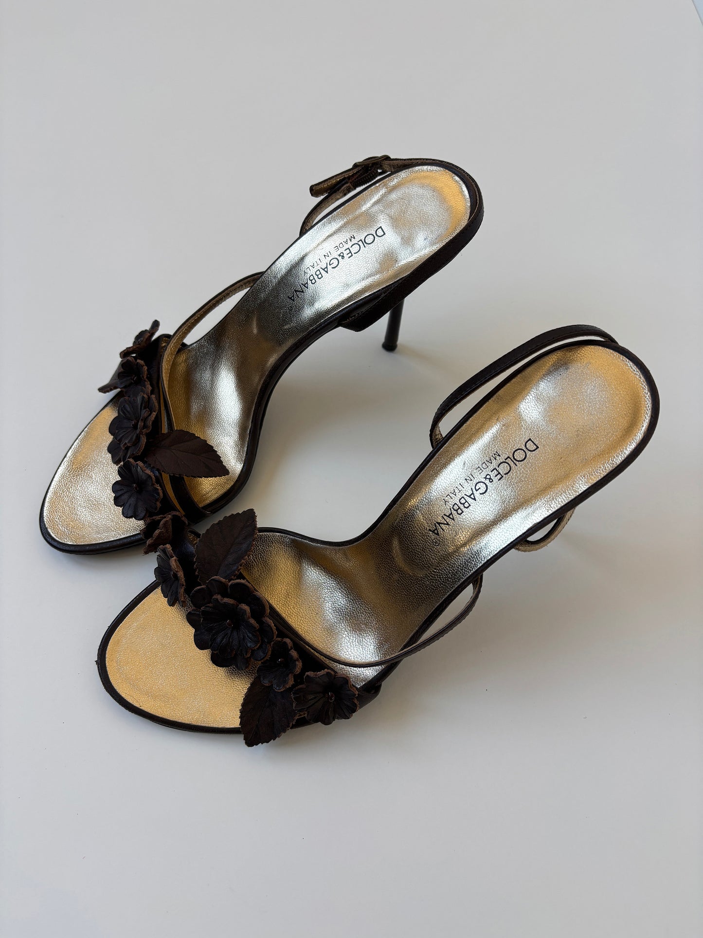 Dolce & Gabbana 2000s dark brown floral heels (EU 37 / US 6.5)