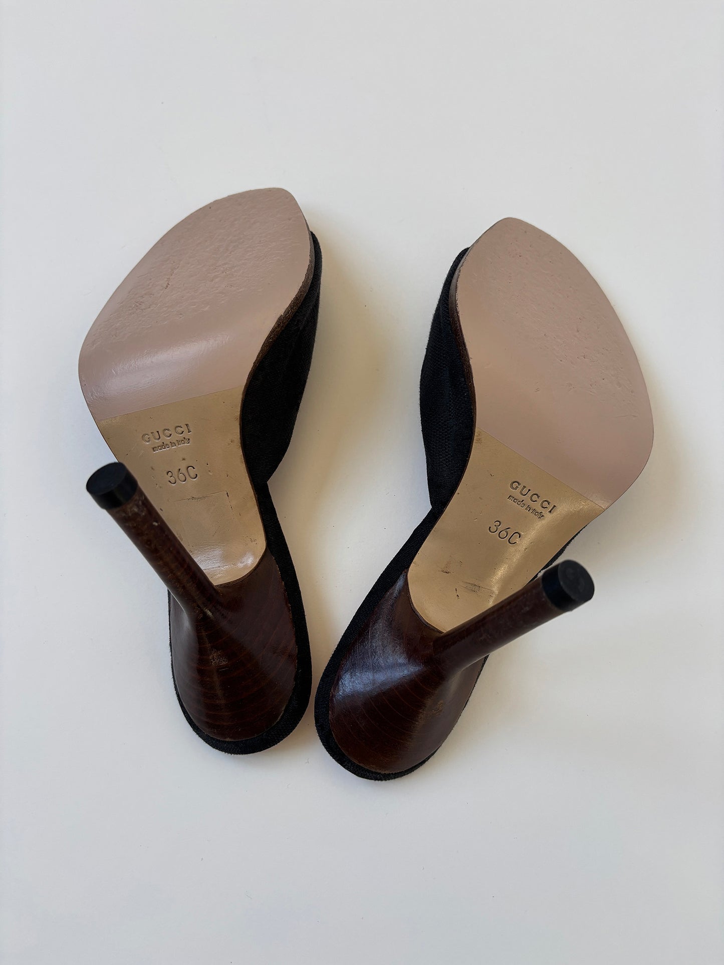 Gucci by Tom Ford 1990s iconic black monogram sandal heels (EU 36 / US 5.5)