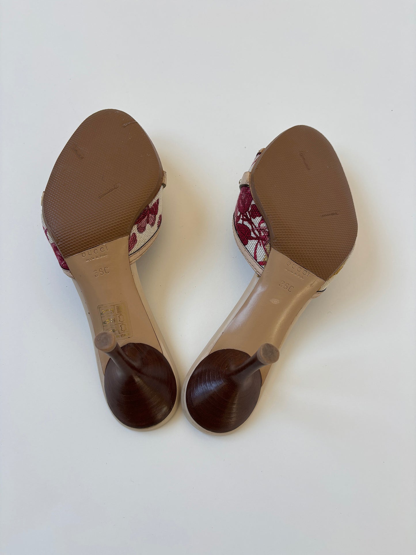 Gucci by Tom Ford 2000s beige floral bamboo horsebit heels (EU 36 / US 5.5)