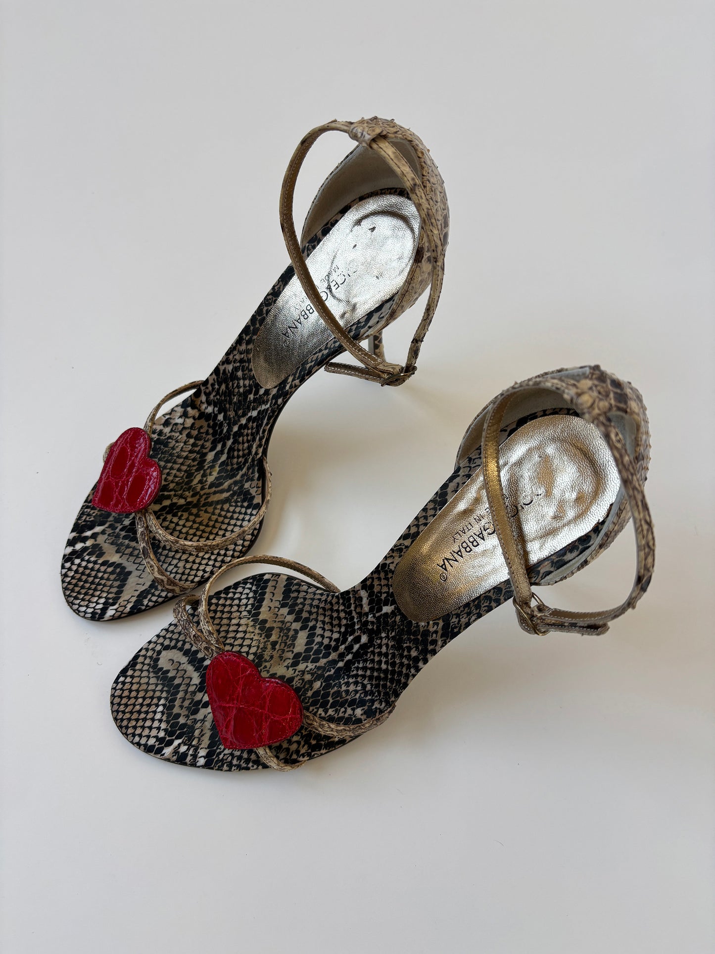 Dolce & Gabanna heart python sandal heels (EU 38 / US 7.5)