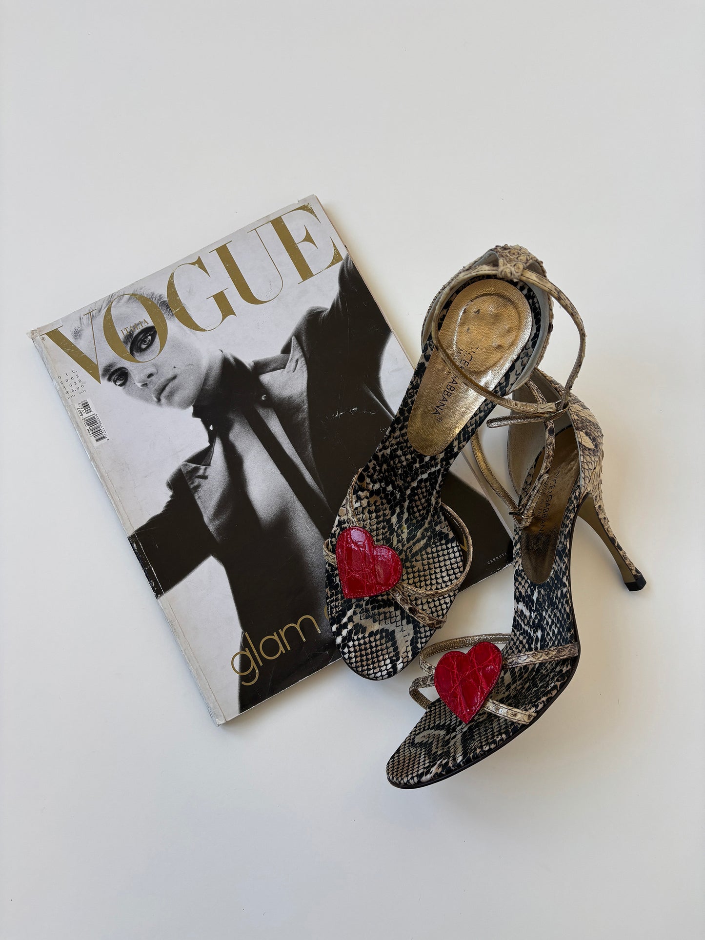 Dolce & Gabanna heart python sandal heels (EU 38 / US 7.5)