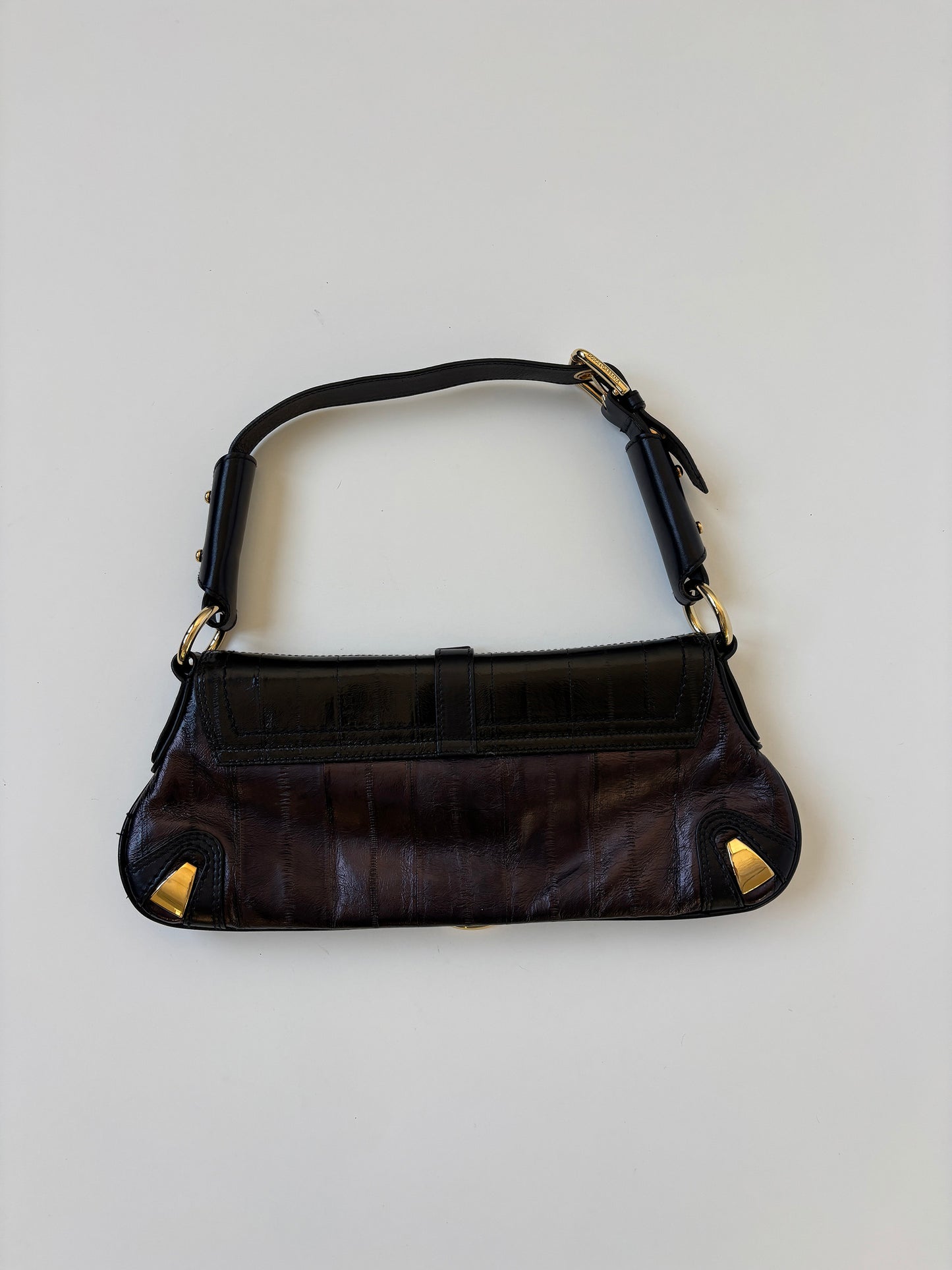Dolce & Gabbana 2000s black leather O-Ring baguette bag