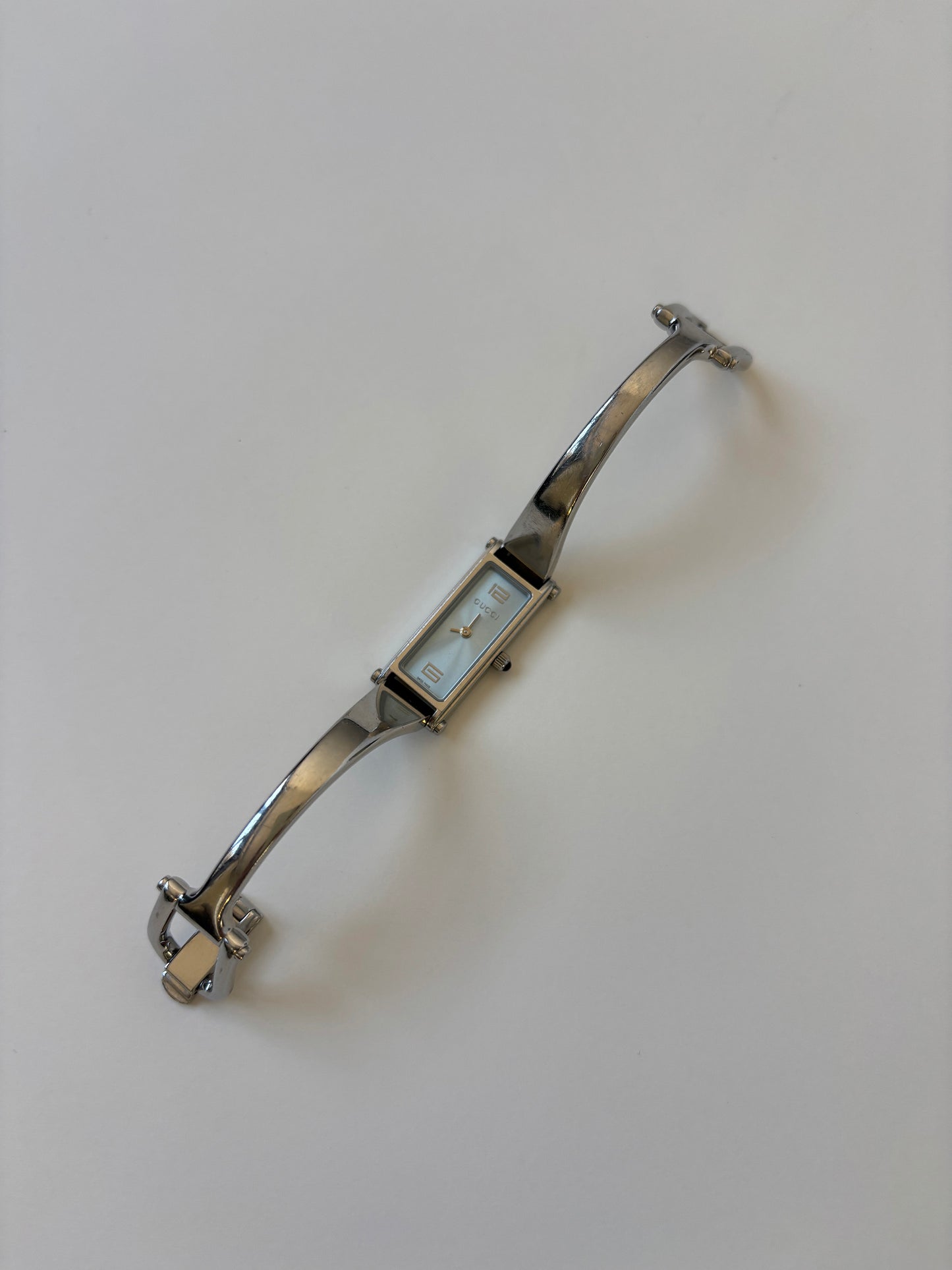Gucci by Tom Ford 2000s 1500L baby blue silver bangle watch