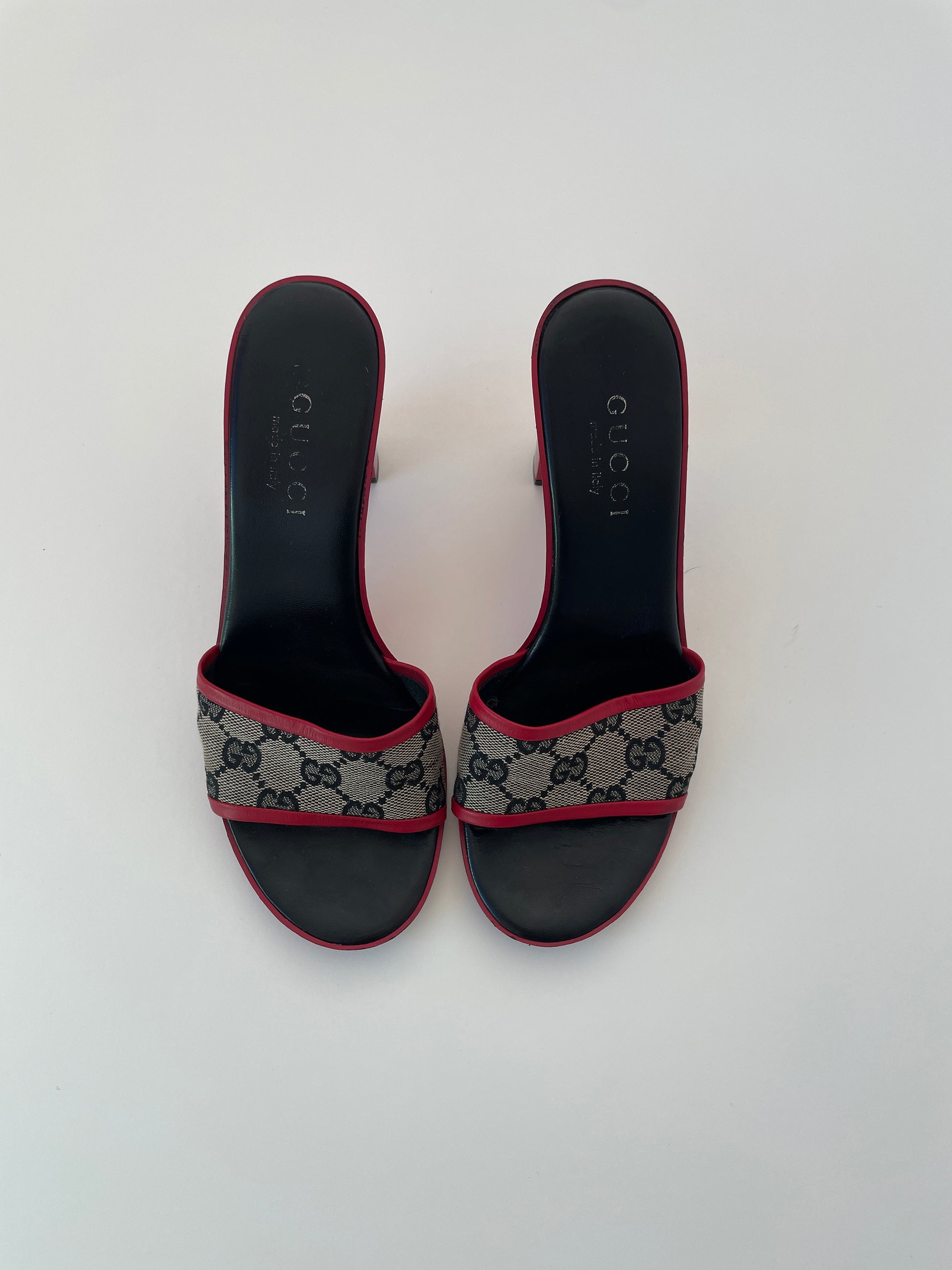 Vintage 2000s by Tom Ford monogram with chunky red block heels