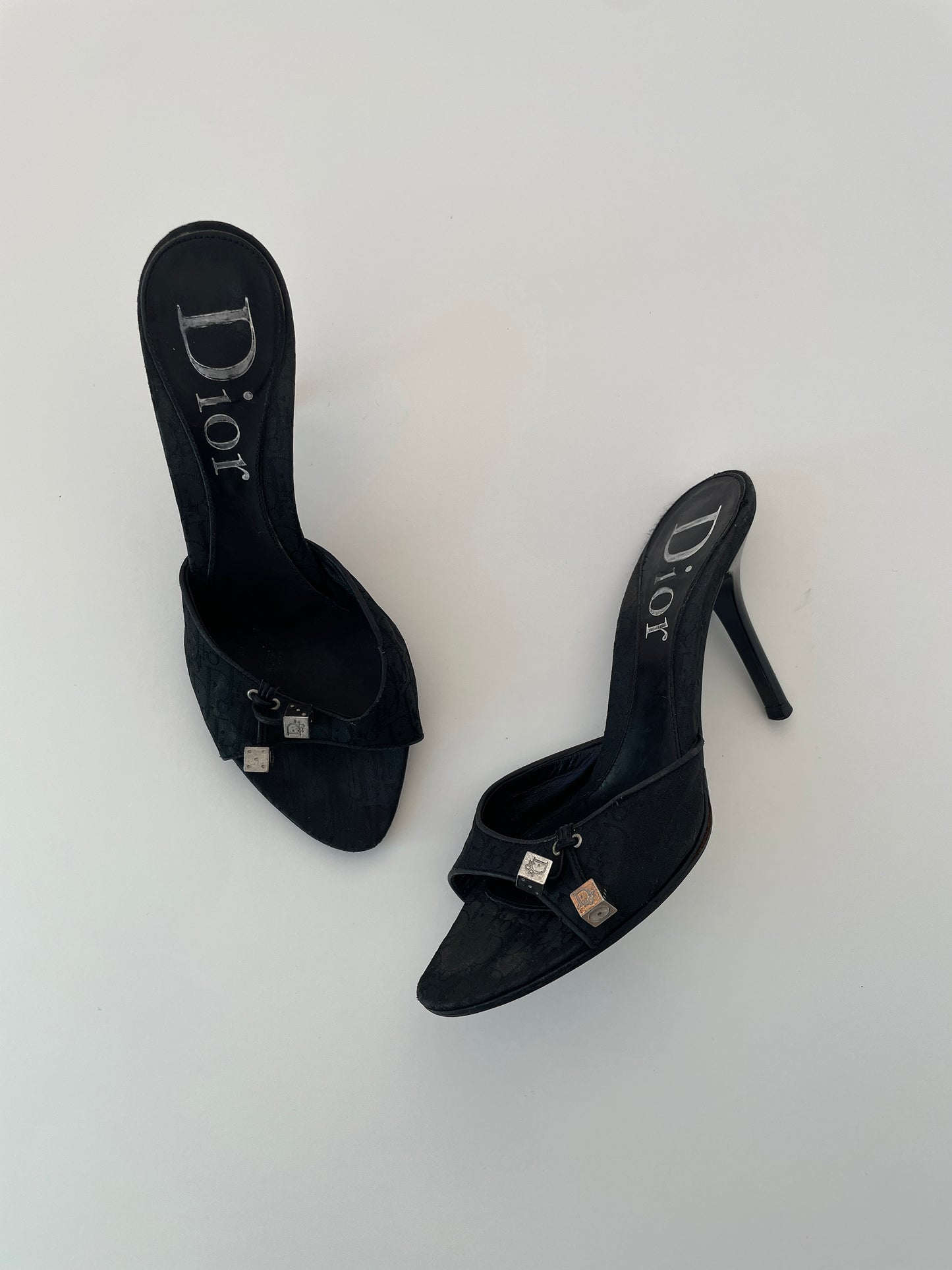 Vintage Christian Dior by John Galliano black 2000s mini gambler monogram heels