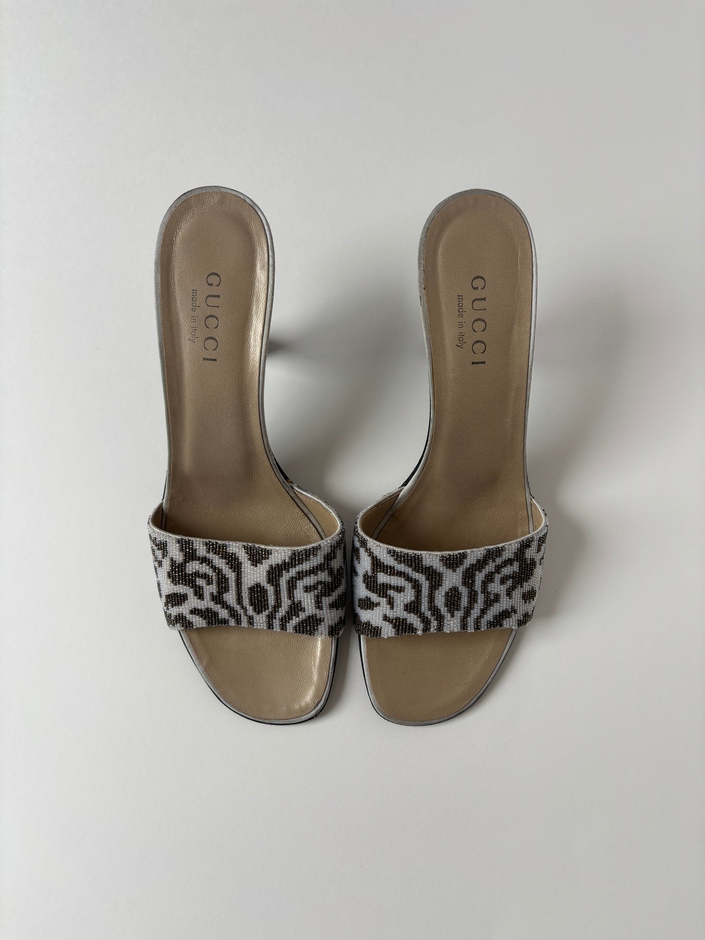 Gucci by Tom Ford 1990s beaded animal metallic sandal heels (EU 40/ US 9.5)