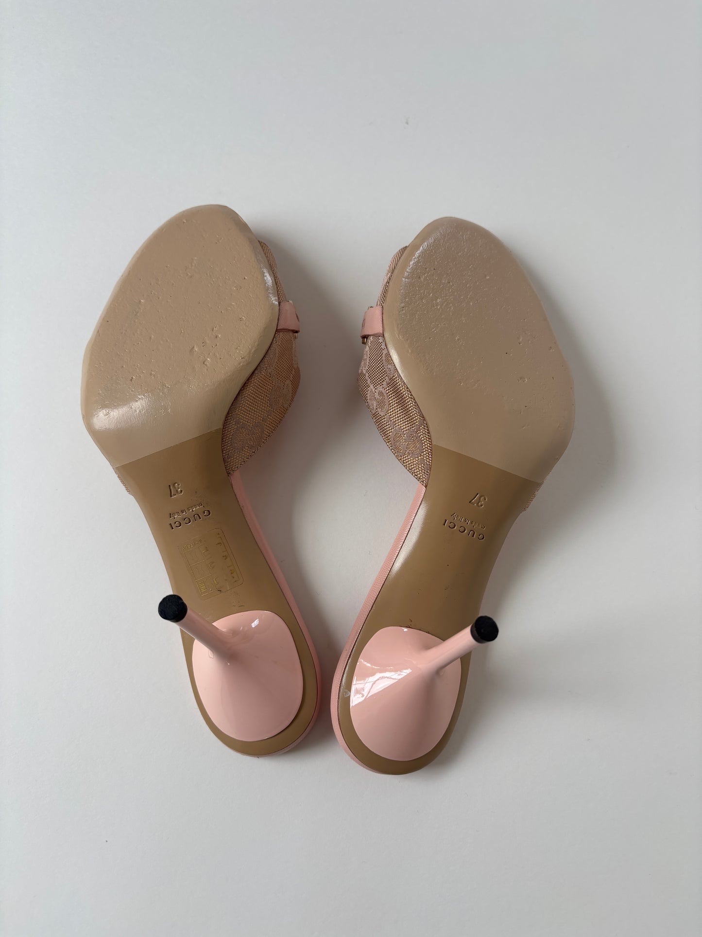 Gucci by Tom Ford 2000s pink slim monogram horsebit heels  (EU 37 / US 6.5)