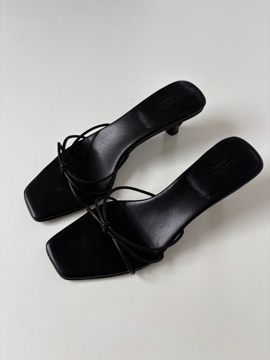 Gucci by Tom Ford S/S 2002 dark brown bamboo kitten heels  (EU 37 / US 6.5)