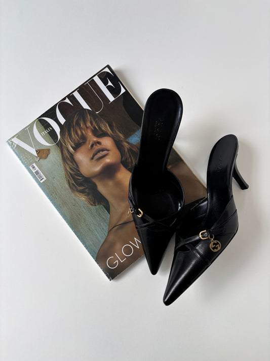 Gucci by Tom Ford 2000s black mules with GG charm UNWORN (EU 36,5 / US 6)