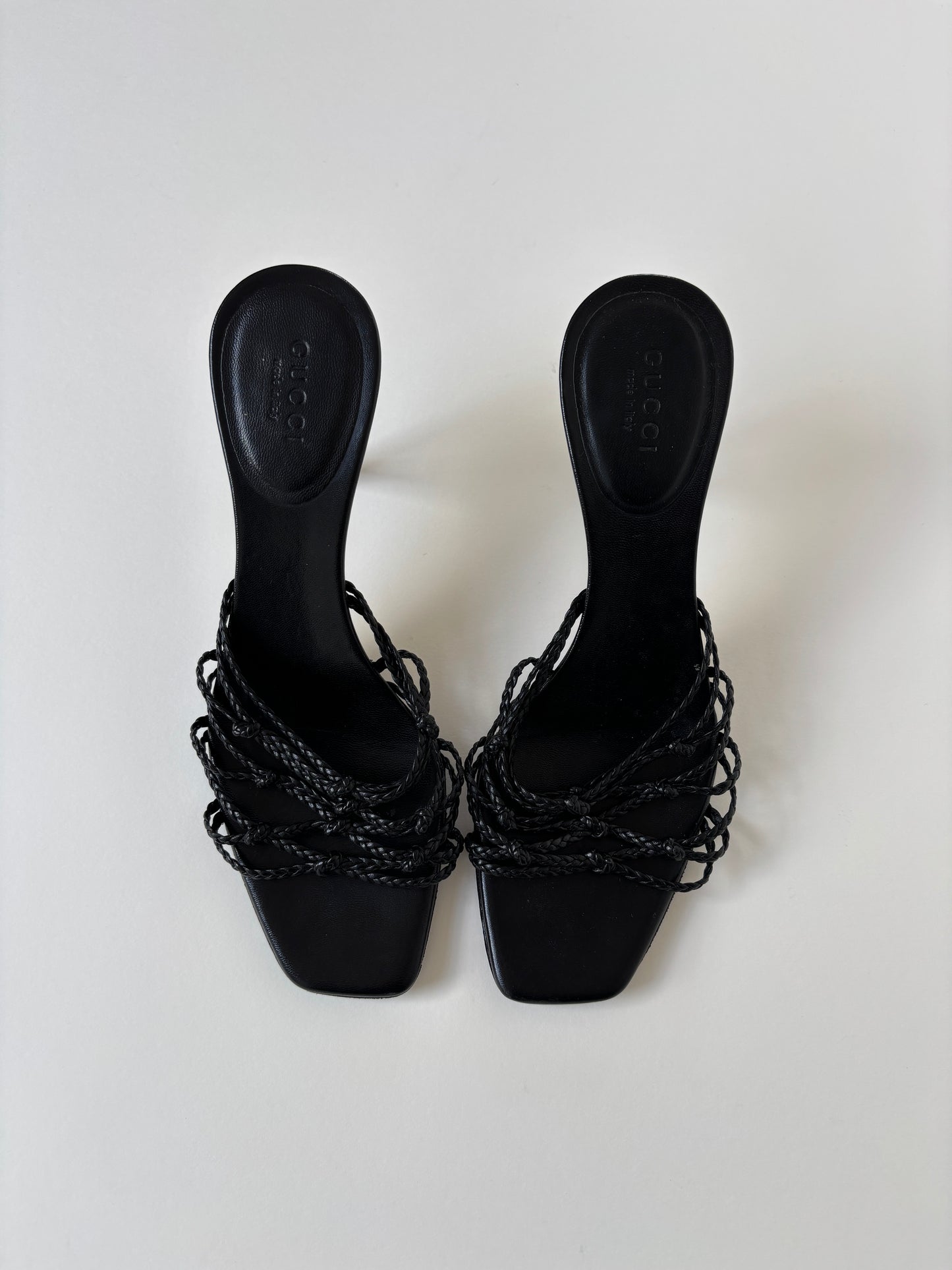 Gucci 2000s by Tom Ford black skinny strappy braided sandals (EU 36,5 / US 6)