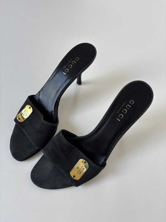 Gucci Cruise by Tom Ford 2001 denim sandal heels (EU 38 / US 7.5)