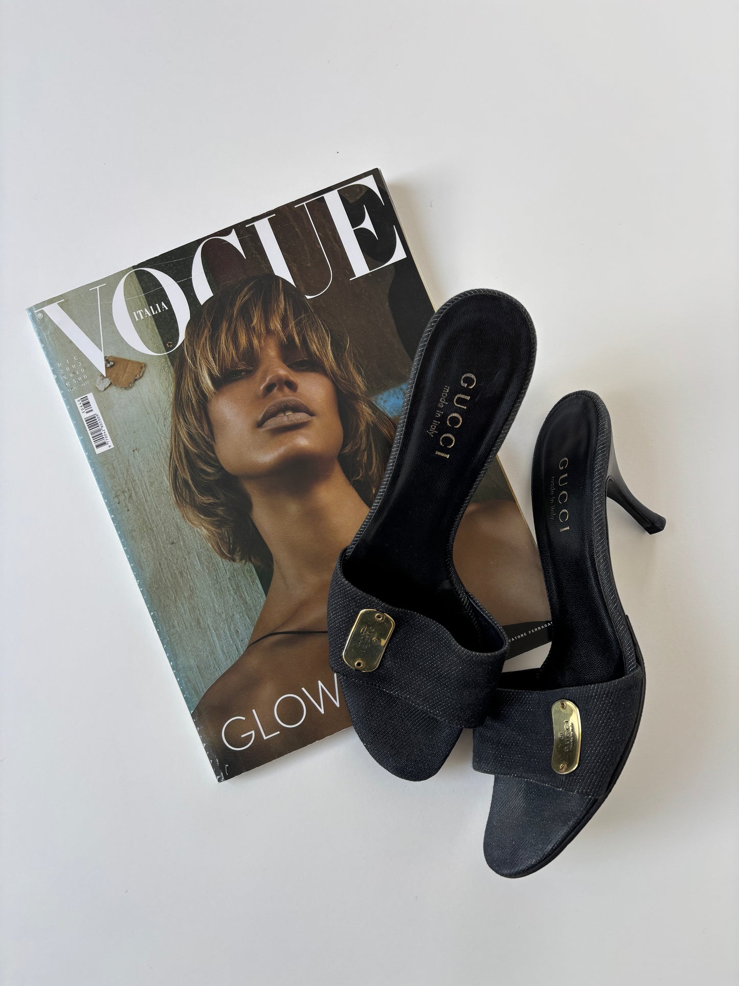 Gucci Cruise by Tom Ford 2001 denim sandal heels (EU 38 / US 7.5)