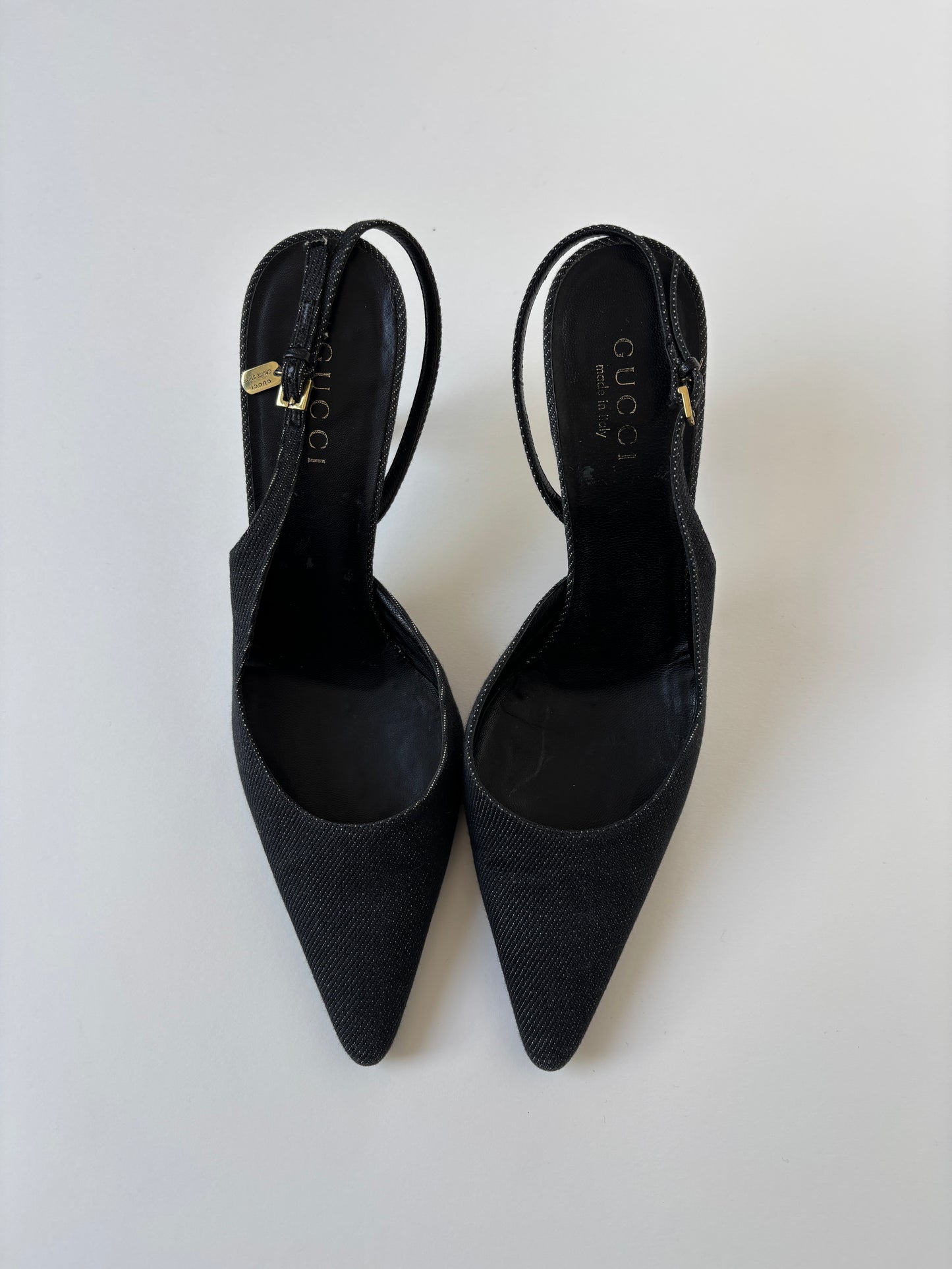 Gucci Cruise 2001 by Tom Ford denim sling back kitten heels (EU 40 / US 9.5)