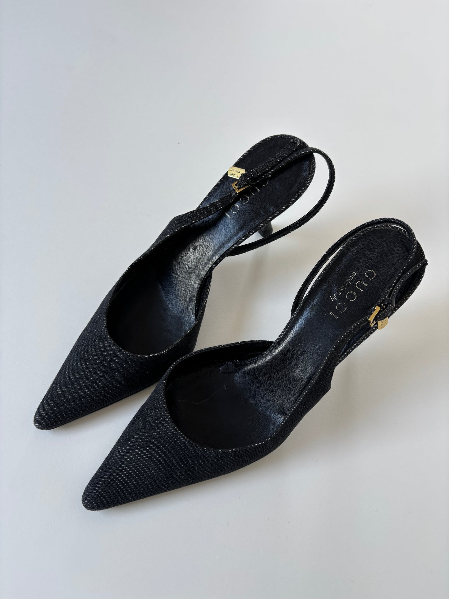 Gucci Cruise 2001 by Tom Ford denim sling back kitten heels (EU 40 / US 9.5)