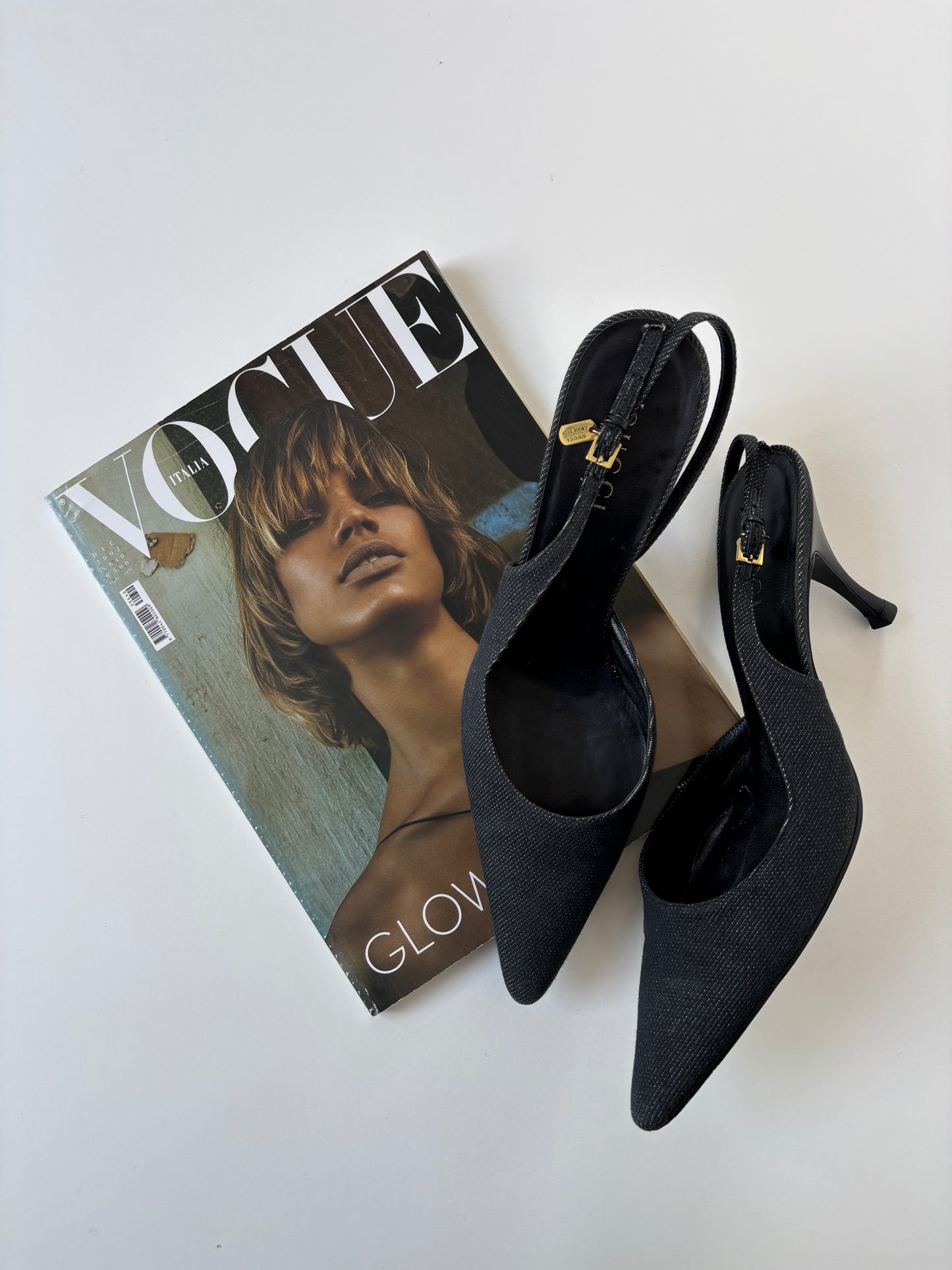 Gucci Cruise 2001 by Tom Ford denim sling back kitten heels (EU 40 / US 9.5)