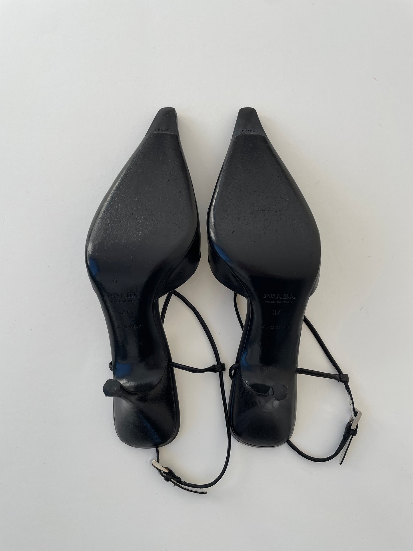 Prada CBK black skinny strappy slingback heels (EU 37 / US 6.5)