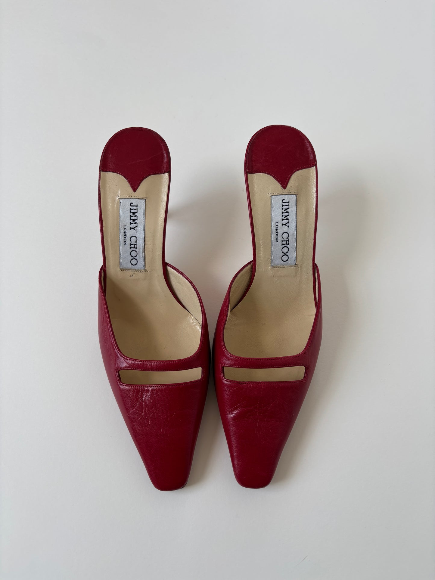 Jimmy Choo 1990s red kitten heel mules UNWORN (EU 37 / US 6.5)