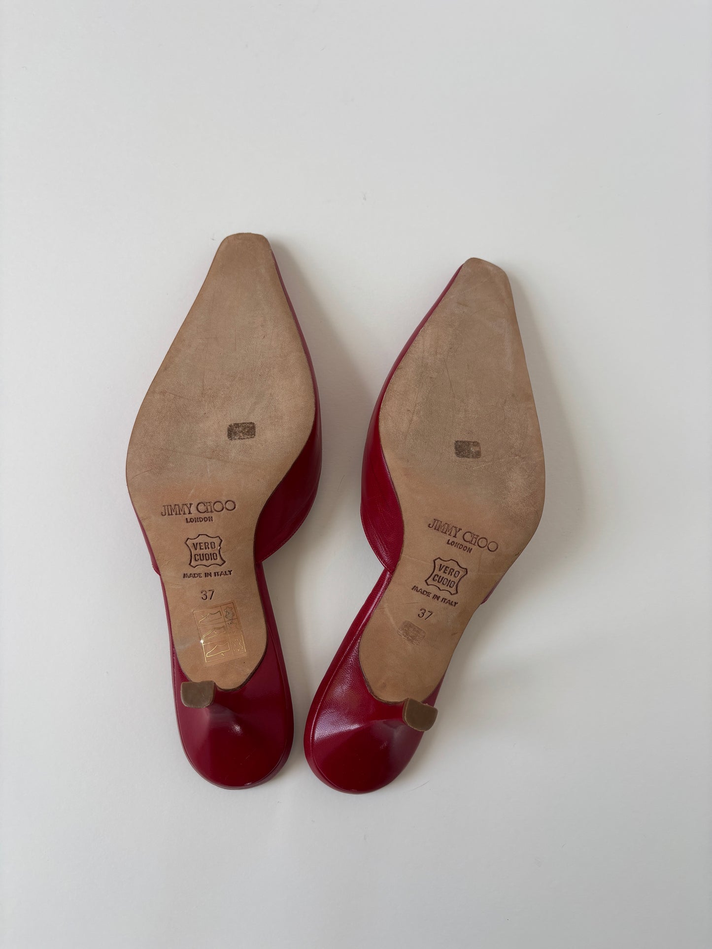 Jimmy Choo 1990s red kitten heel mules UNWORN (EU 37 / US 6.5)