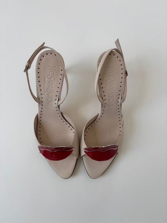 YSL by Tom Ford S/S 2003 iconic cream white Dali lips heels (EU 36 / US 5.5)