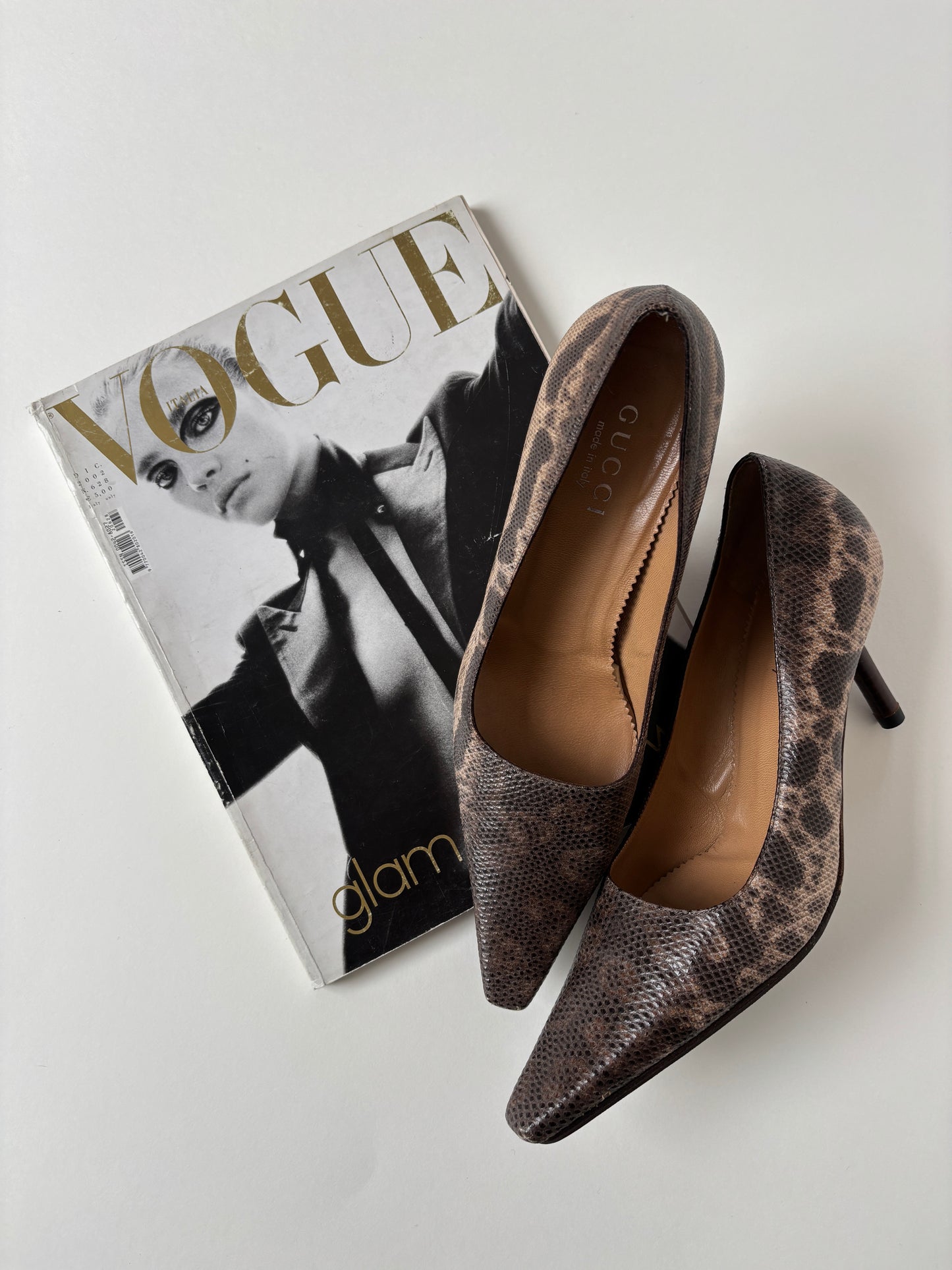 Gucci by Tom Ford 1990s beige python kitten heel pumps (EU 38 / US 7.5)
